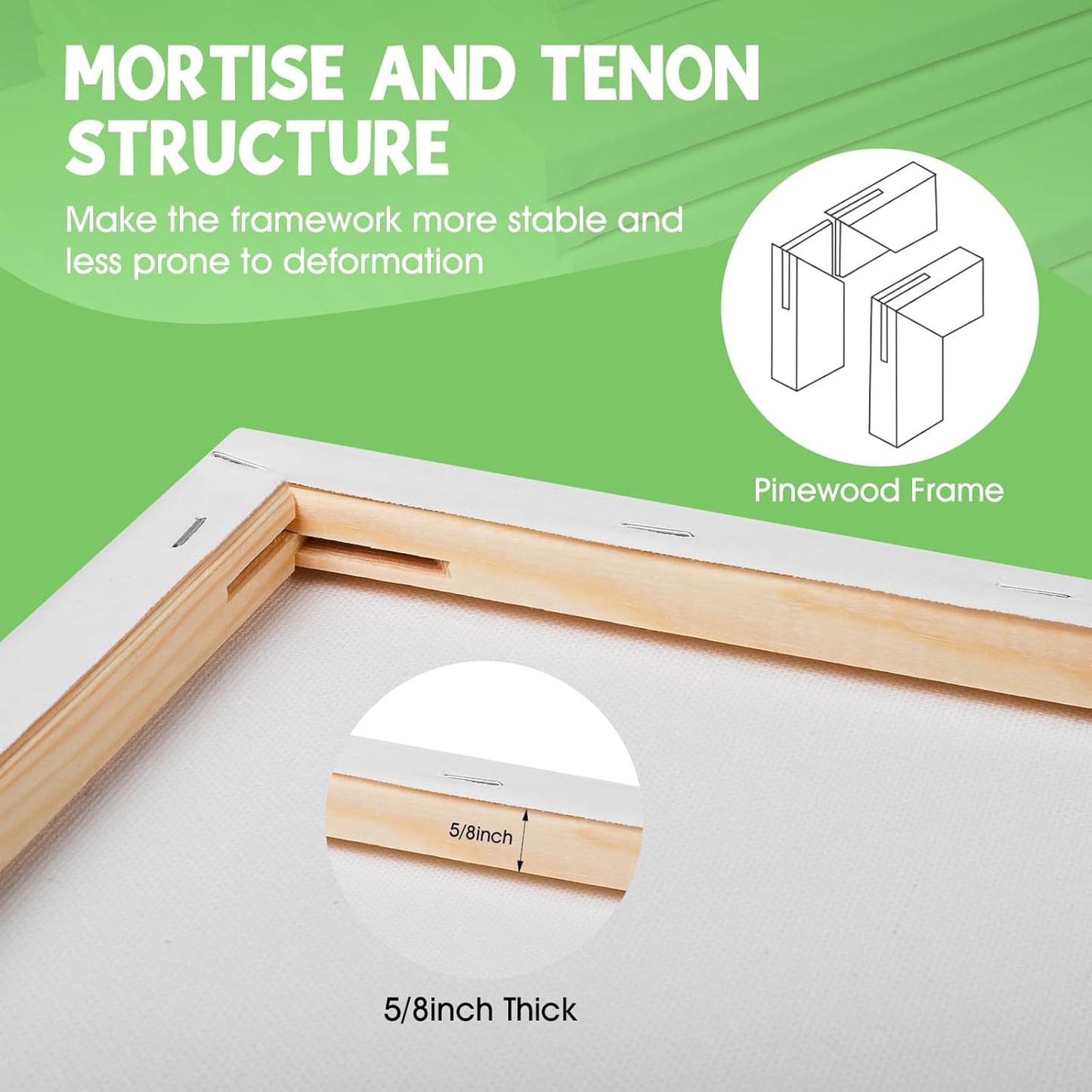 ESRICH Stretched Canvas for Painting 16x20 Inch, 6Pack Large Canvas for Painting, Primed Acid-Free Cotton Blank Canvases, Art Paint Canvases for Oil Paint,Watercolor,Acrylic Paint,Gouache and Tempera.