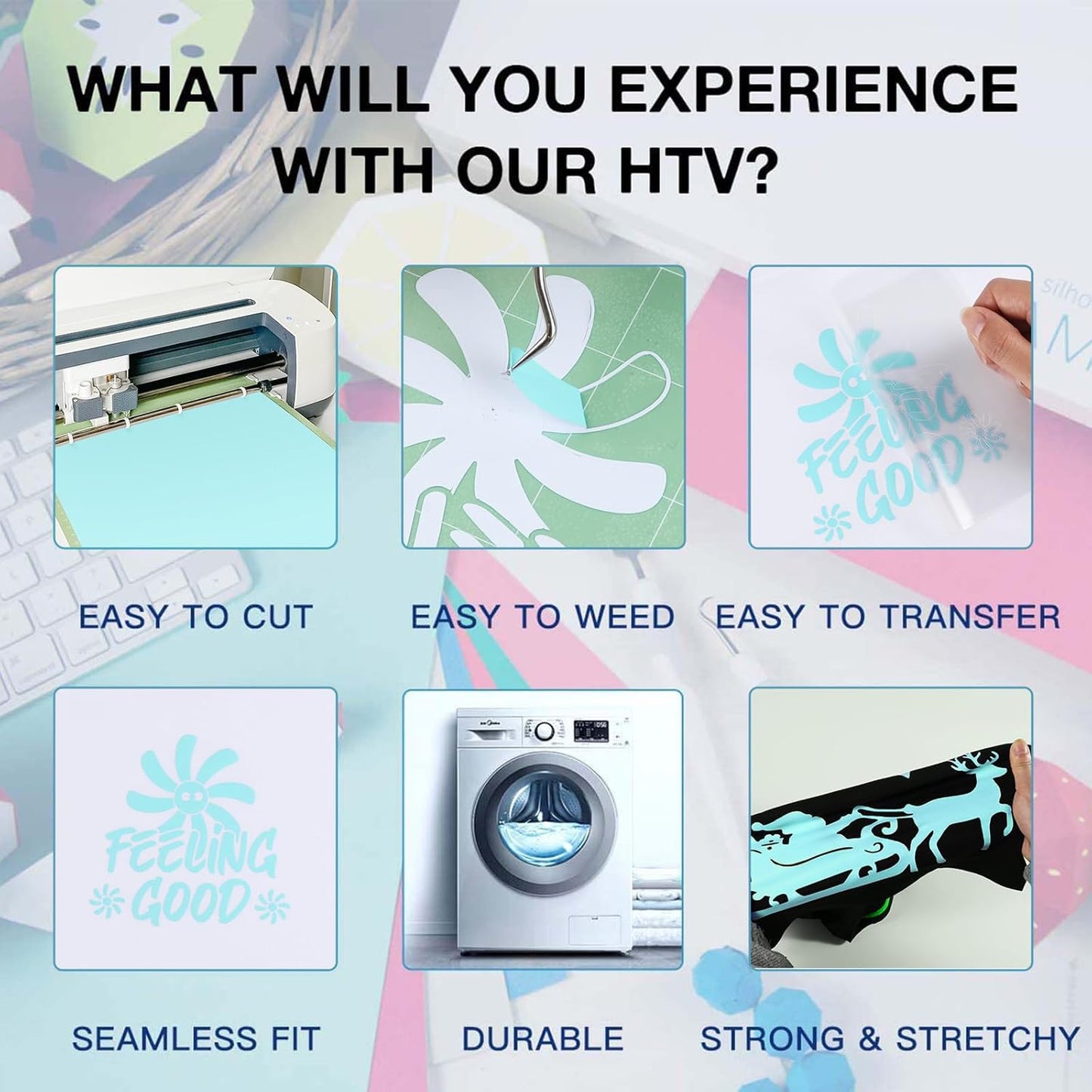 HTVRONT HTV Rolls Heat Transfer Vinyl - 12" x 8ft Mint HTV Vinyl for Shirts, Iron on Vinyl for All Cutting Machine - Easy to Cut & Weed for Heat Transfer Design (Mint)