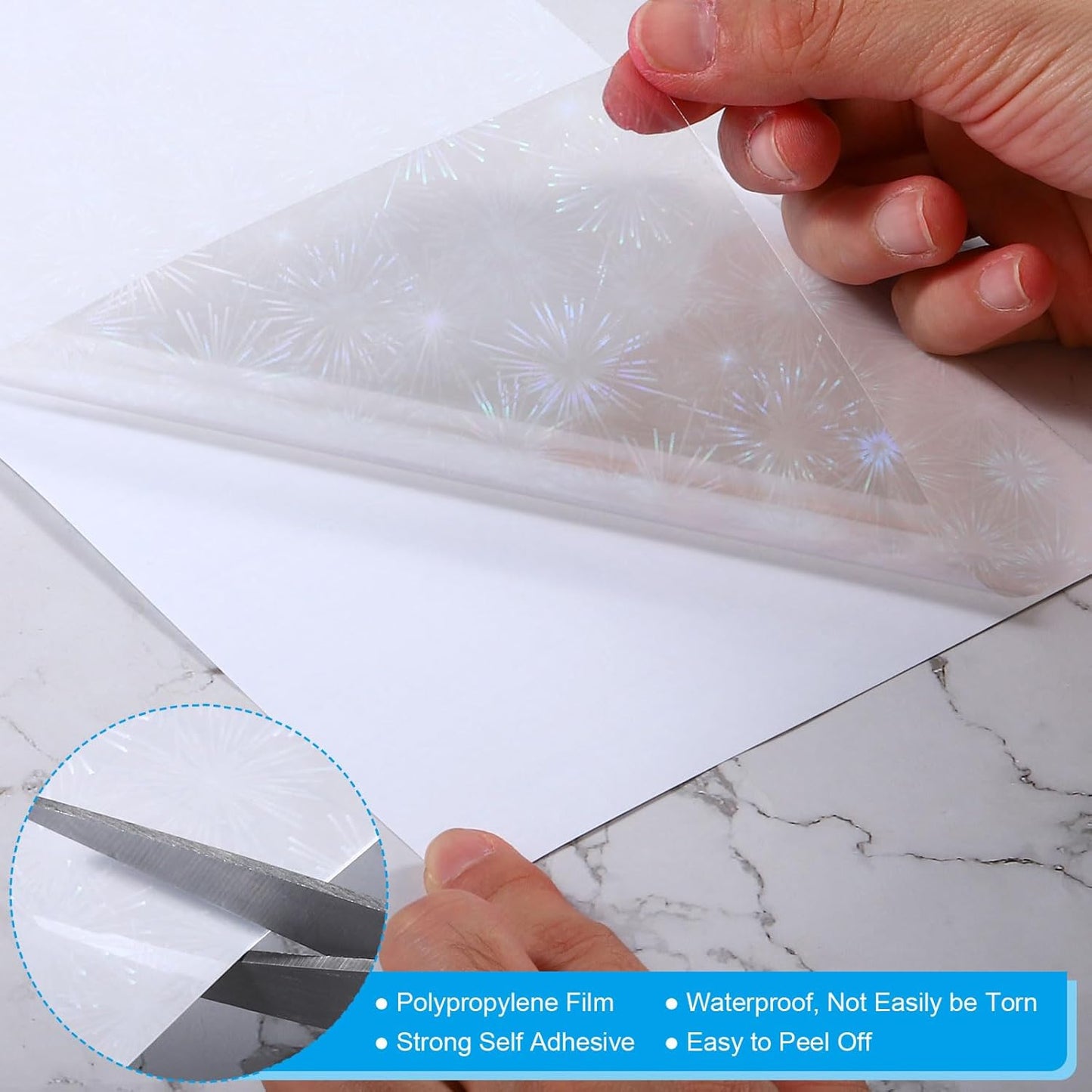 PATIKIL 11.7x8.3" Holographic Sticker Paper, 10Sheets A4 Polypropylene Self-Adhesive Transparent Waterproof Laminate Overlay Film for Photo Cards Scrapbook Decorations, Blossom