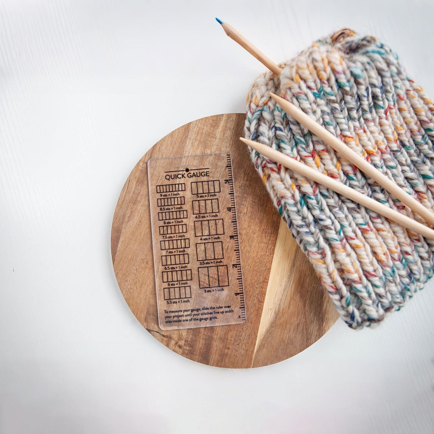 Quick Gauge Ruler, Gauge Ruler for Knitting and Crochet, Scarf Keychain Knitting No Counting Needed, Slide Sewing Rulers and Guides for Fabric Stitch Measuring Crochet Tool(1pc)