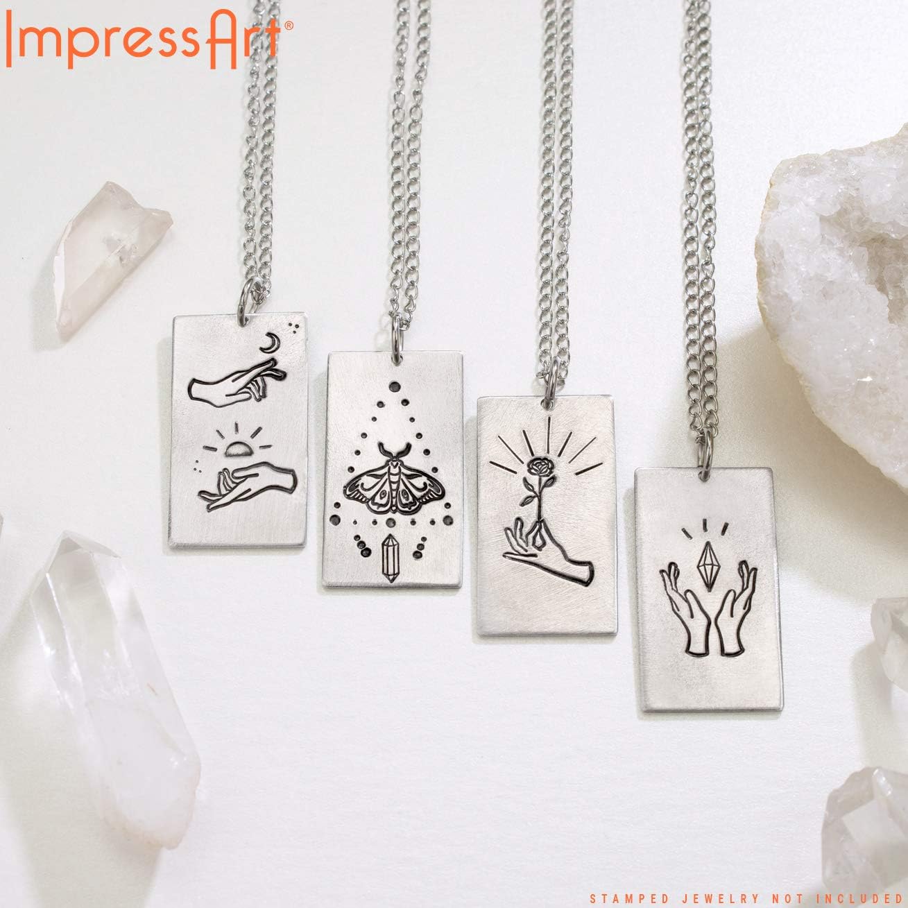 ImpressArt - Premium Metal Stamping Rectangle Blanks for Metal Stamping and Jewelry Making (24 Pack) (11/16" x 1 1/4" Rectangle w/Hole, Alkeme)