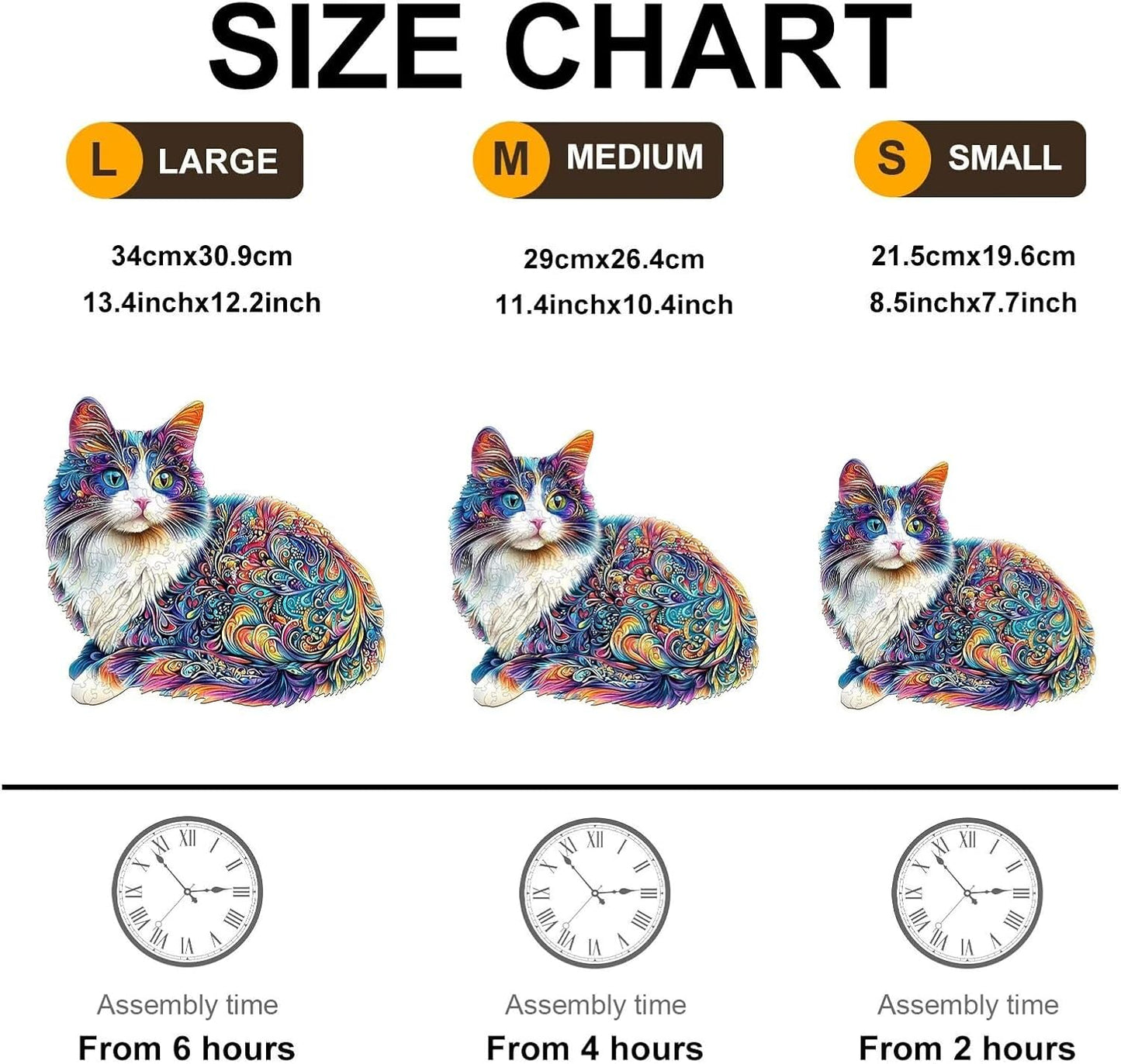 Lazy Cute Cat Wooden Puzzles 95 Pieces Puzzles Gifts for Adults 8.5x7.7in Wooden