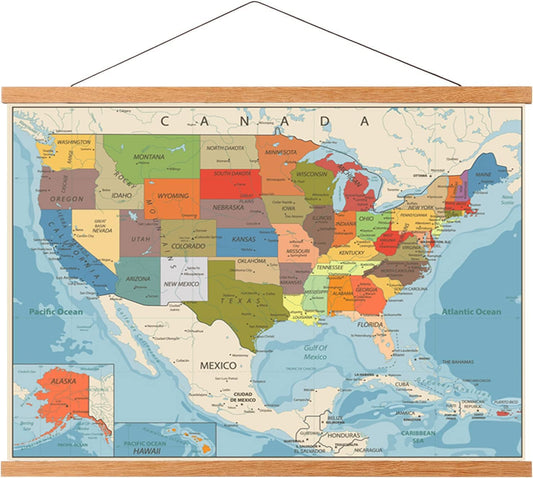 WITCOLOR 32" Wide Magnetic Poster Hanger Frame - 32x24 32x45 32x40 Wooden Poster Frame, Solid Teak Wood, Strong Magnets for Easy Hanging Posters Maps Pictures Canvas Scrolls Print Wall Art