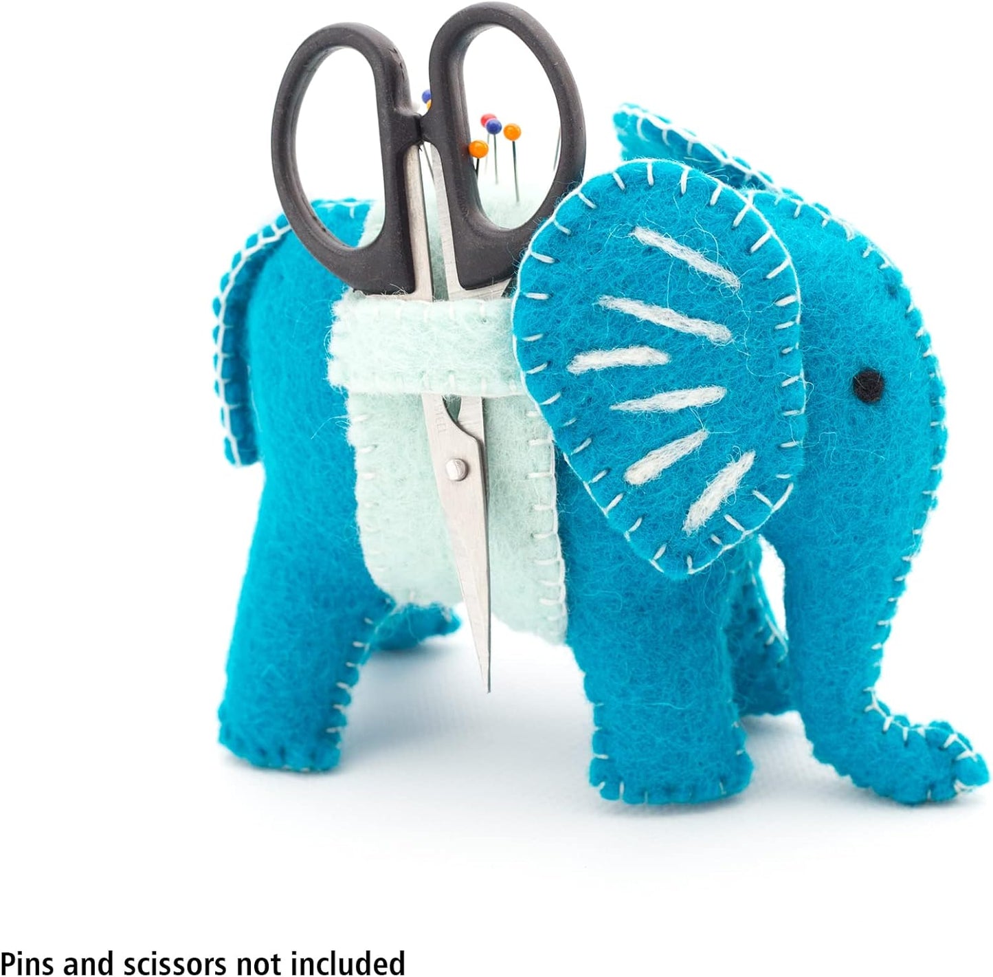 Glaciart One Sewing Pin Cushion Elephant | Large Size w/Sleeve for Craft Supplies & Pocket for Scissors | Also for Quilting Needles, Sewing Machine Needles, Safety and T Pins