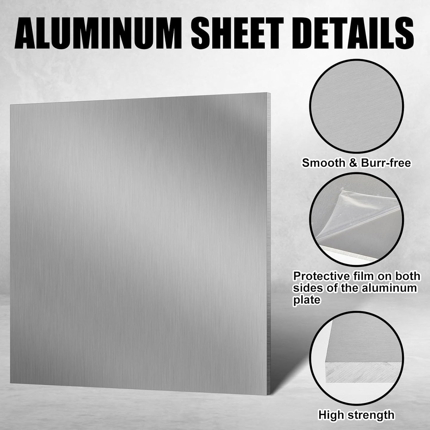 2 Pcs 6061 Aluminum Sheet Metal with Protective Film 12 x 12 x 3/8 Inches Flat Plain Plate Heavy Duty Metal Sheets for Crafting Aluminum Square Panel for Industrial