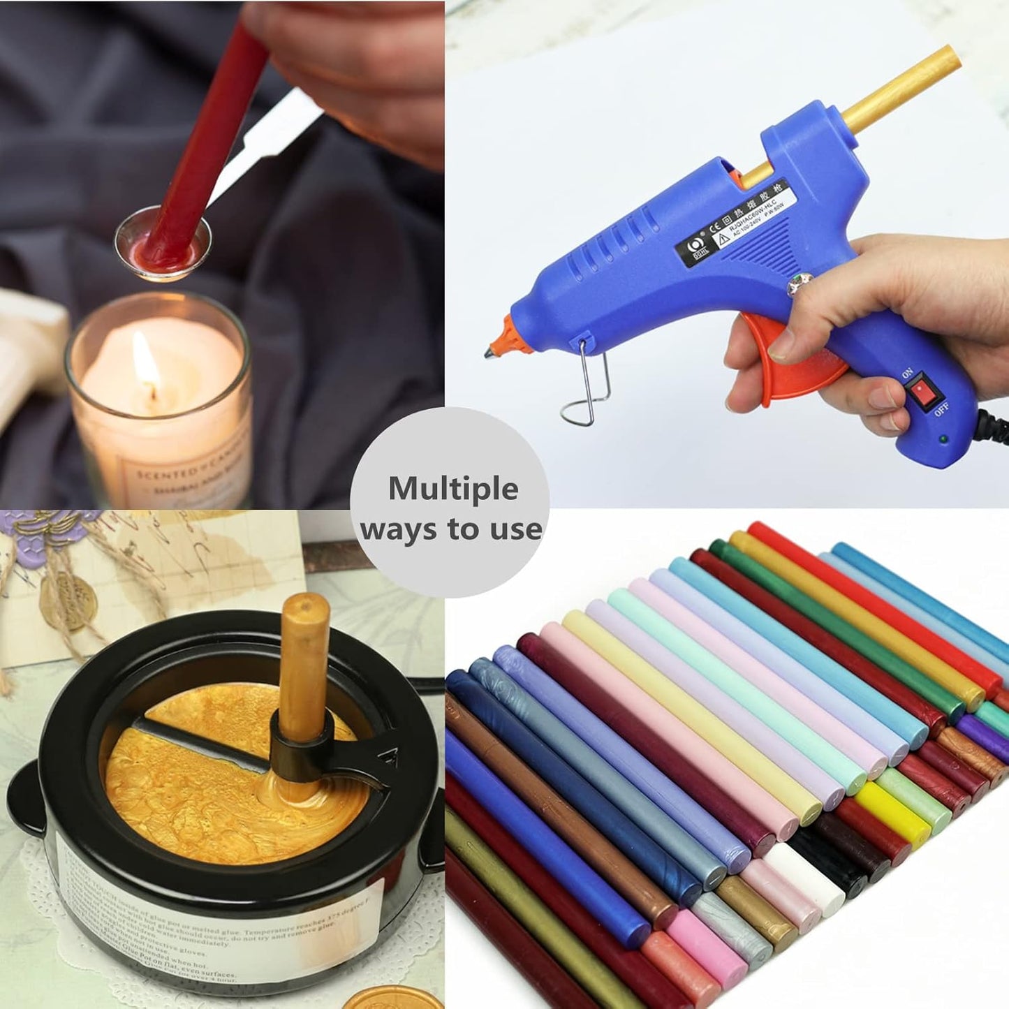 Wax Sealing Sticks, ONWINPOR 10pcs Glue Gun Wax Seal Sticks for Wax Seal Stamp, Melting Wax Seal Sticks for 0.43'' Glue Gun Wax Sealing Sticks (Champagne Gold)