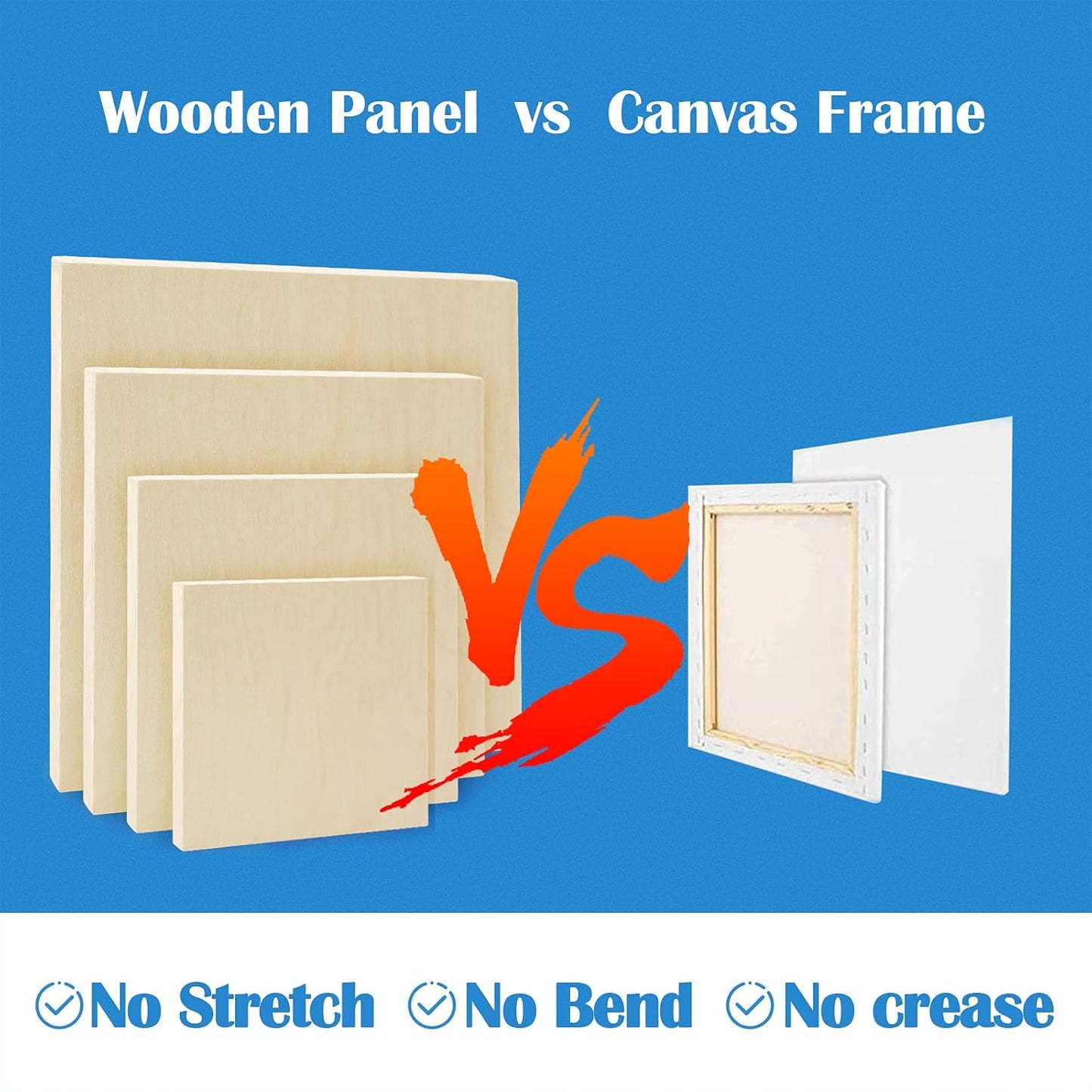 Falling in Art Unfinished Birch Wood Canvas Panels Kit, 8 Pack of 4 Sizes Studio 3/4’’ Deep Cradle Boards for Pouring Art, Crafts, Painting, and More