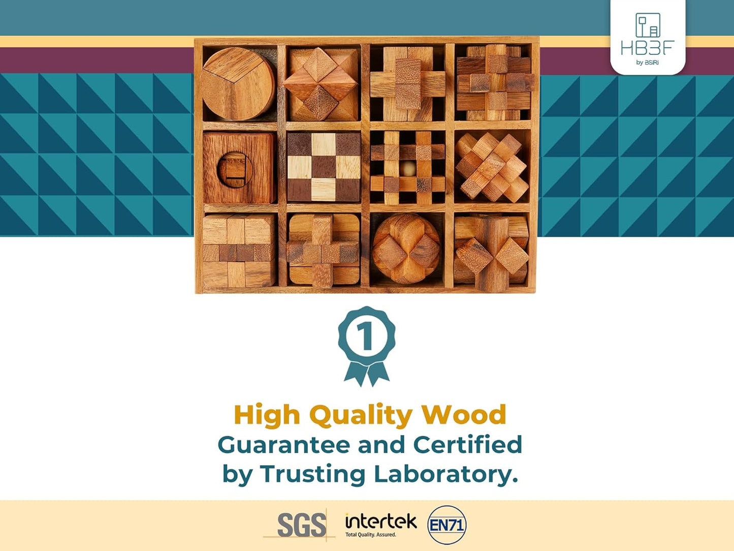 BSIRI Wooden Puzzle Box Set (12 Games) - Challenging Brain Teasers and 3D Puzzles for Adults, Interlocking Games for IQ Test, Ideal for Patio Decor and Unique Gift for Chistmas