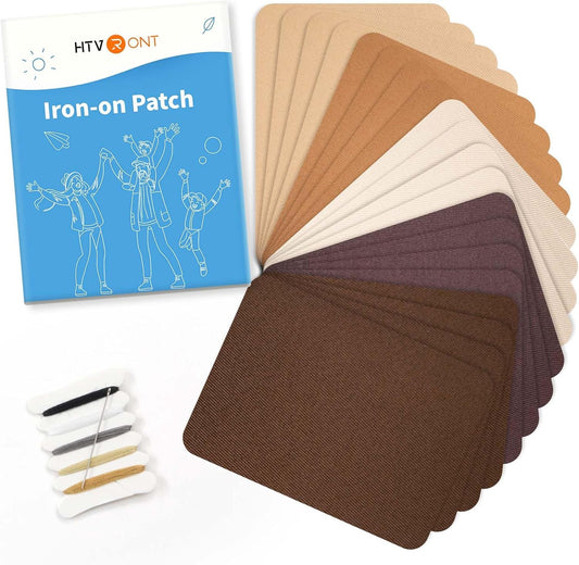 HTVRONT Iron on Patches for Clothing Repair, Fabric Patches for Clothes, Repair Decorating Kit, Iron on Patches (Browns)