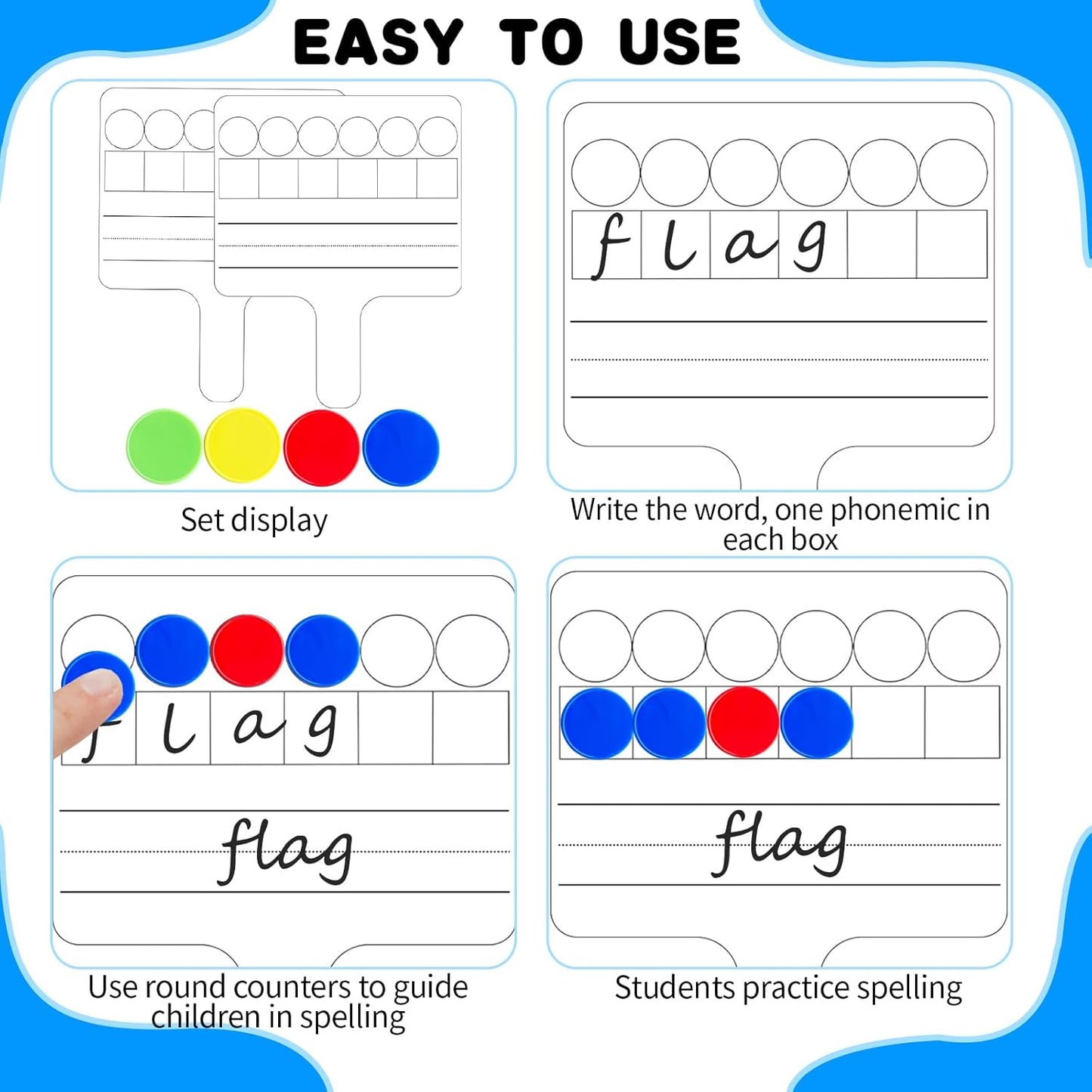 24 Pack Phonemic Awareness Dry Erase Board 8" x 10" Double Sided Handheld Answer Board Speech Therapy Phonemic Awareness Phonics Games Preschool Kindergarten Classroom Must Have