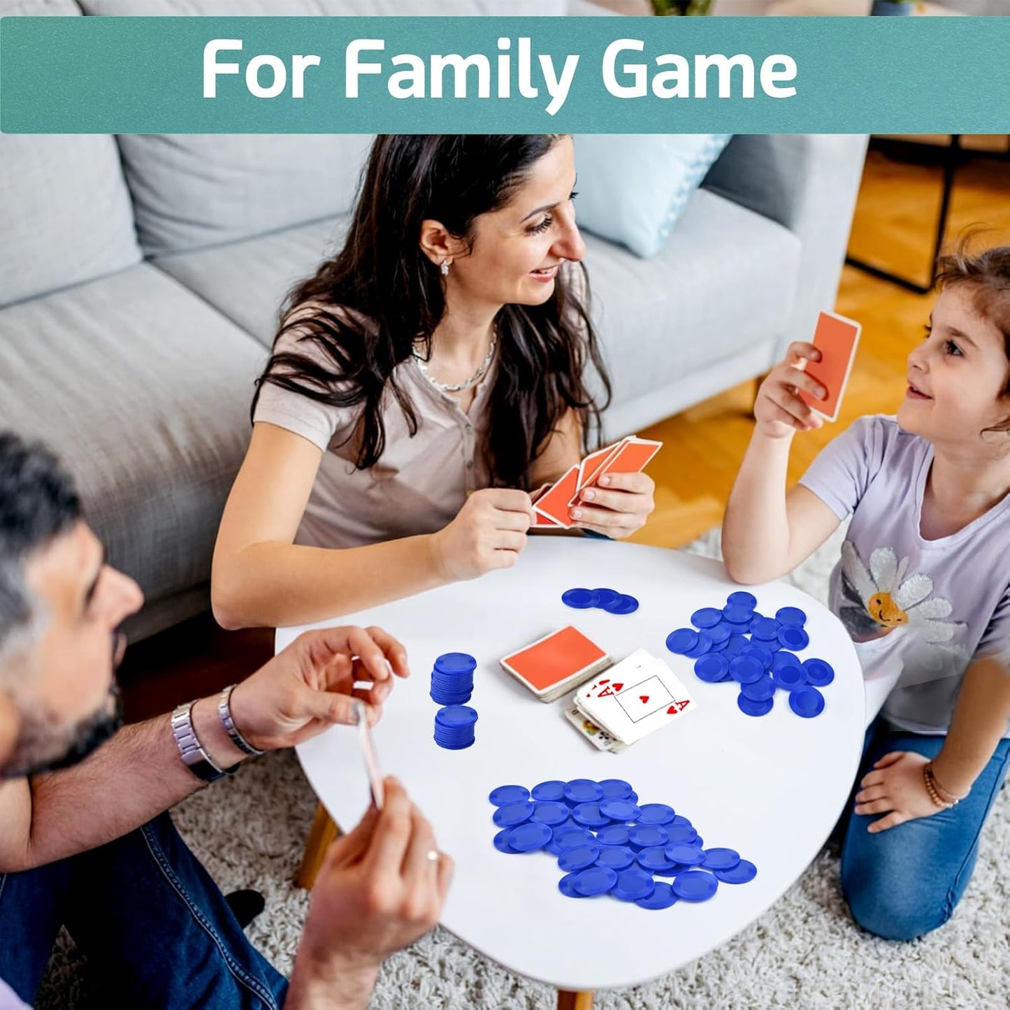 Coopay 1000 Pieces Plastic Poker Chips, Bingo Chips Bulk Learning Counters Disks Poker Card Game, Counting Markers for Math Practice, Game Tokens and Teaching Rewards, 25 mm/ 1 Inch (Blue)