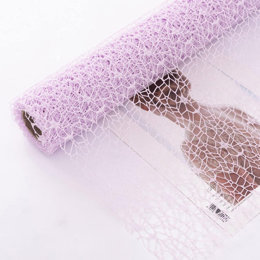 Korean Jacquard Net Mesh Openwork Floral Wrapping Paper 1 Roll Florist Supplies Flower Bouquet Wrapping Paper Floral Supplies for Fresh Flowers, 50cm x 5 Yard (Lilac Purple)