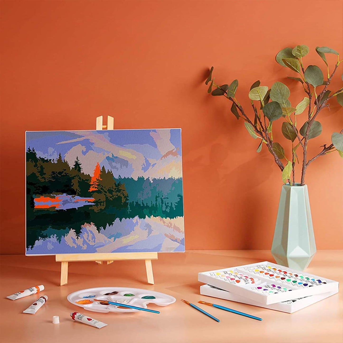 Tosnail 6 Pack 16" Art Easel Stand Tabletop Wooden Display Stand Photo Holder Display Stand for Artist, Students, Adults, Kids Painting