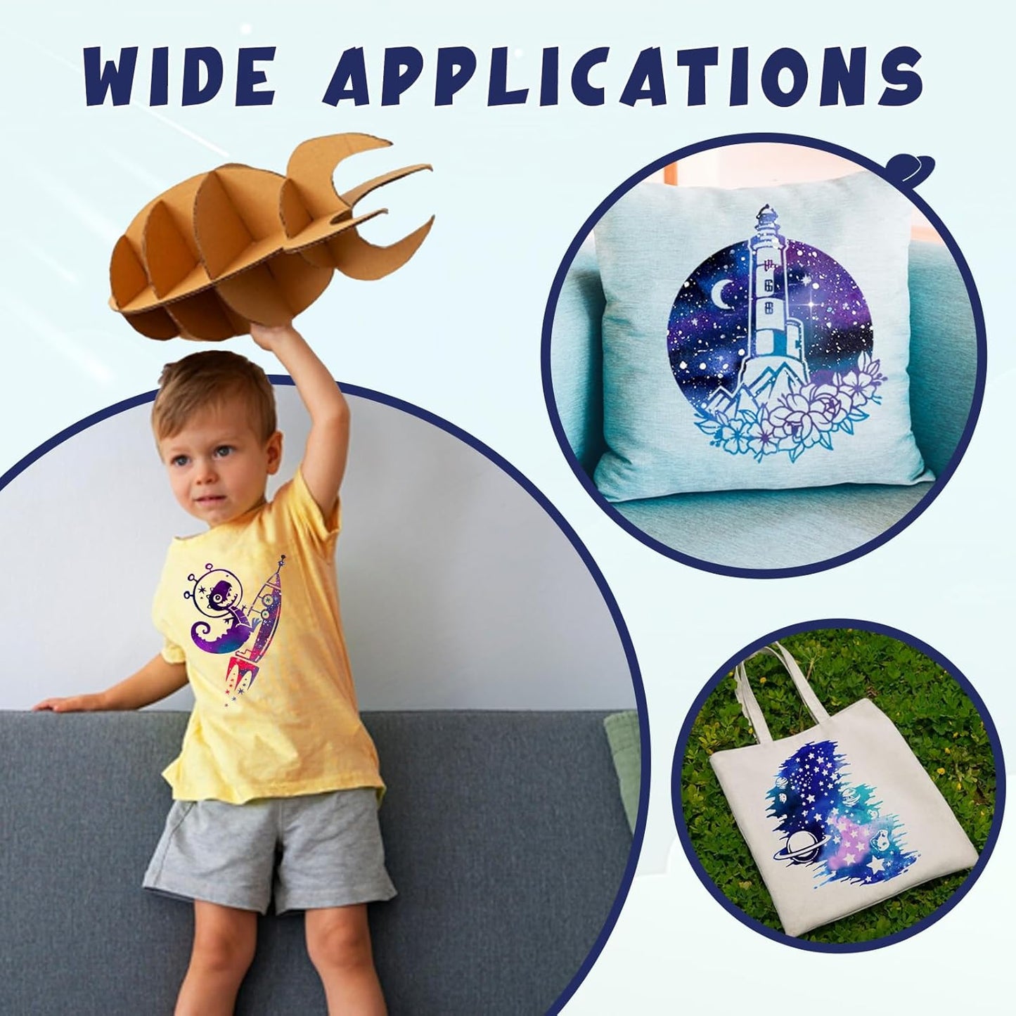 Tintnut Galaxy Heat Transfer Vinyl - 10 Sheets Bundle 10x12 Inch Stardust Starry Sky Background HTV Iron on Vinyl Watercolor Clouds Patterned for DIY T-Shirts Hats Coats Handbags Pillow Crafts