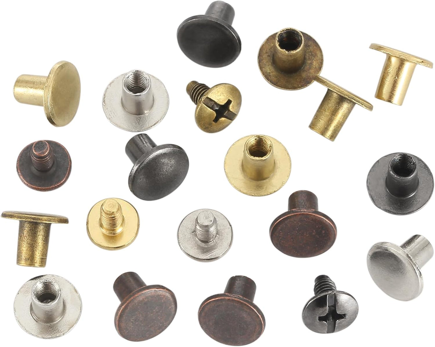 YORANYO 150 Sets 8MM Chicago Screws Leather Rivets for Fabric Chicago Binding Screws Buttons Metal Studs Rivets for Decorate and Repair Belts Bags Shoes Purse Dog Collar Leather Craft (Mixed Color)