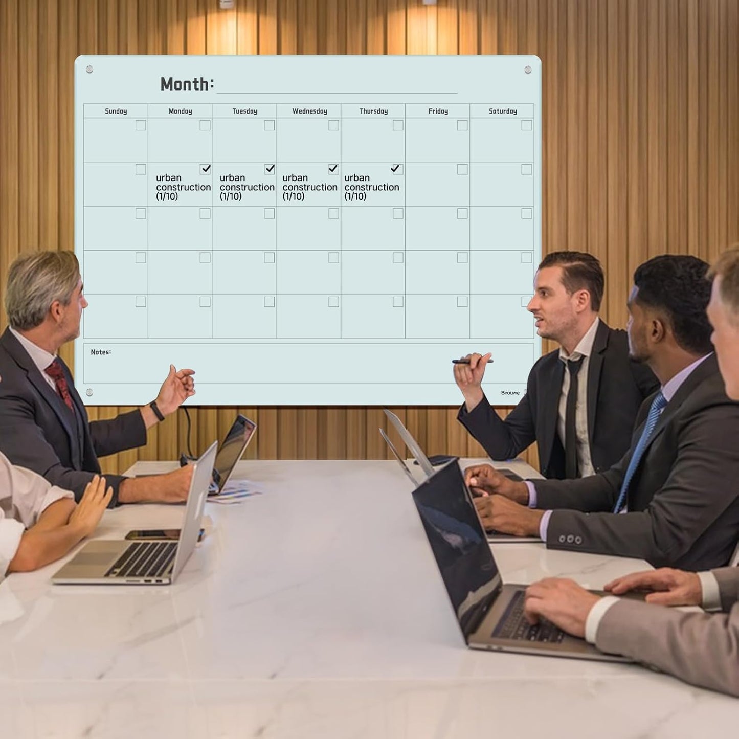 Magnetic Monthly Calendar Glass Whiteboard - Glass Dry Erase Board 48"x36" Large Frameless Glass Board for Walls Office School and Home