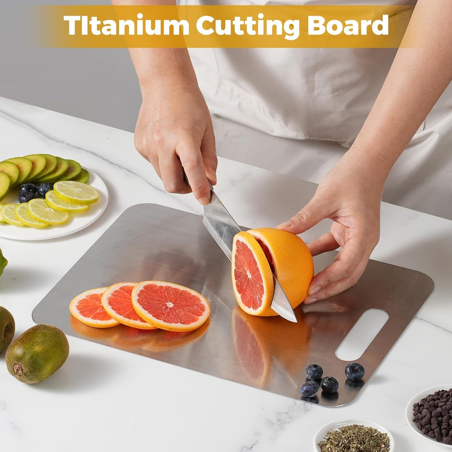 Tavano Titanium Cutting Board,Titanium Cutting Boards for Kitchen,Double-side Available Cutting Board for Vegetables,Meat,Fruits,Easy to Store and Clean(S+M+L)