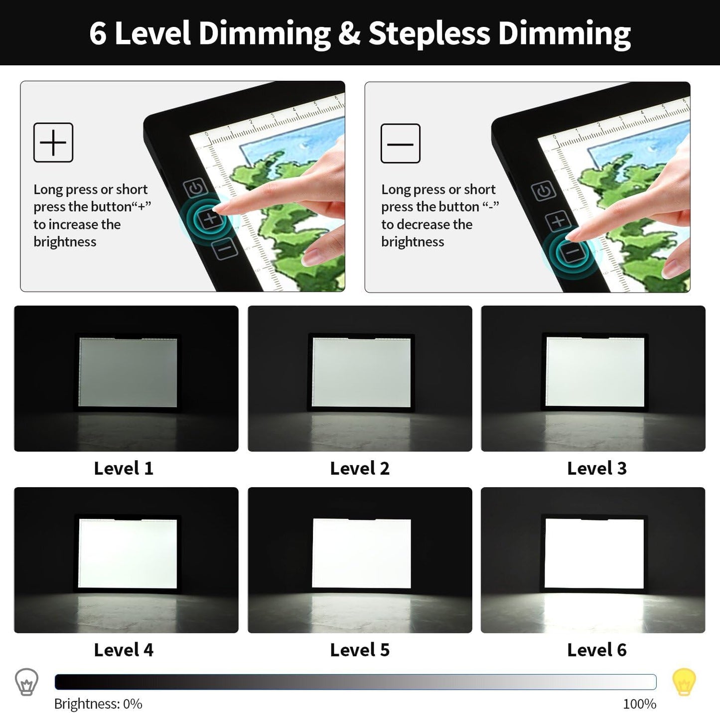 Rechargeable A4 Light Box with Padded Case,led Light pad with Built-in Stand & Clip,6 Levels of Brightness lightbox for tracing,Diamond Painting.Light Table for Artists,Drawing,Sketching,Animation
