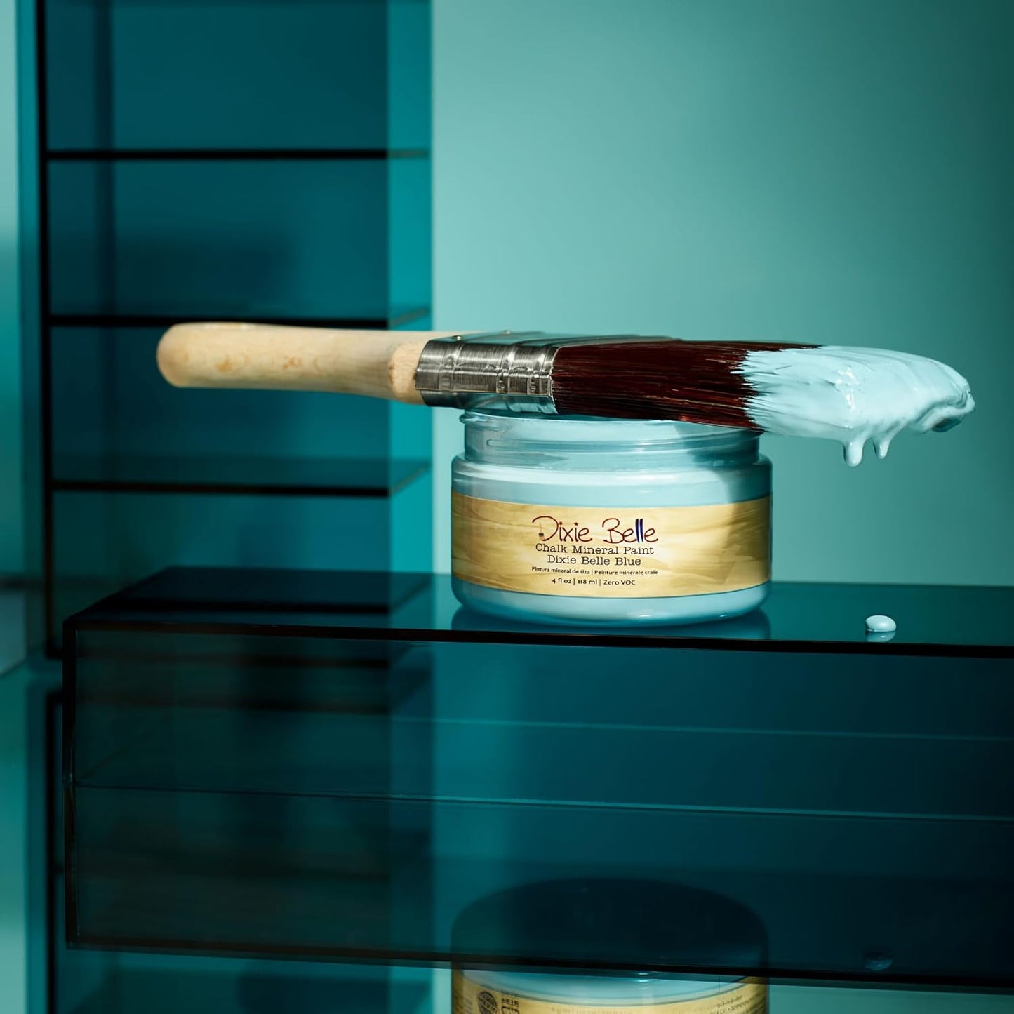 Dixie Belle Paint Company Chalk Finish Furniture Paint - Dixie Belle Blue (4oz) - Matte Sky-Blue Chic Chalk Mineral DIY Furniture Paint