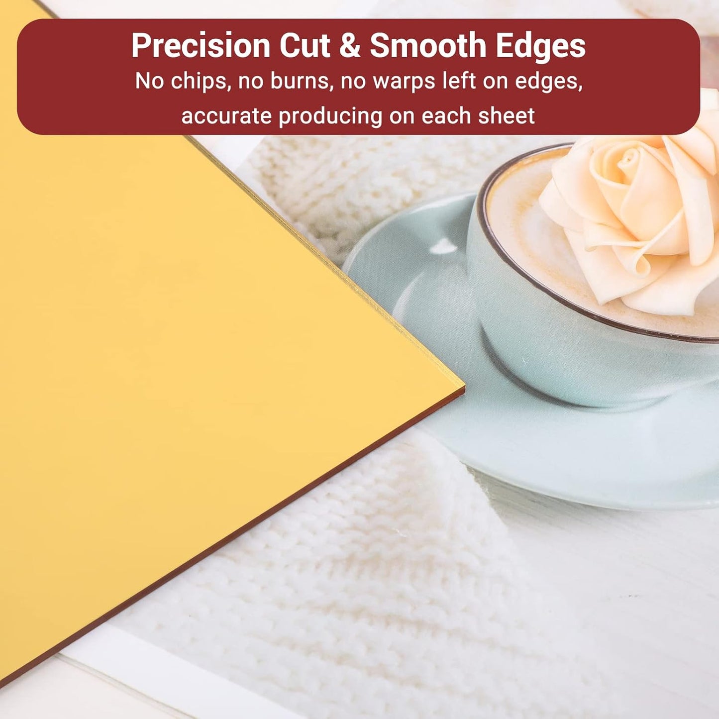 Enoin 2pcs 8 x 12 Inch Gold Acrylic Sheet - Cut to Size Plexiglass Sheets 1/8 inch Thick, Small Wall Mirrors for Wall Decor DIY Craft Acrylic Sign