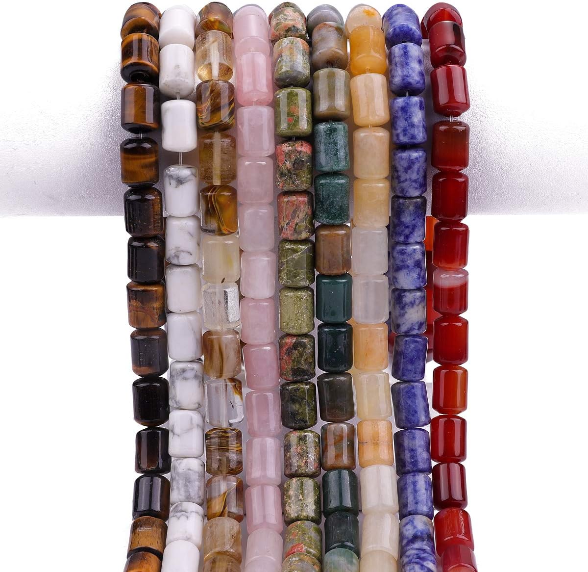 Natural Yellow Tiger Eye Cylinder Stone Loose Semi Gemstone Beads for Jewelry Making 10mmx14mm 38cm