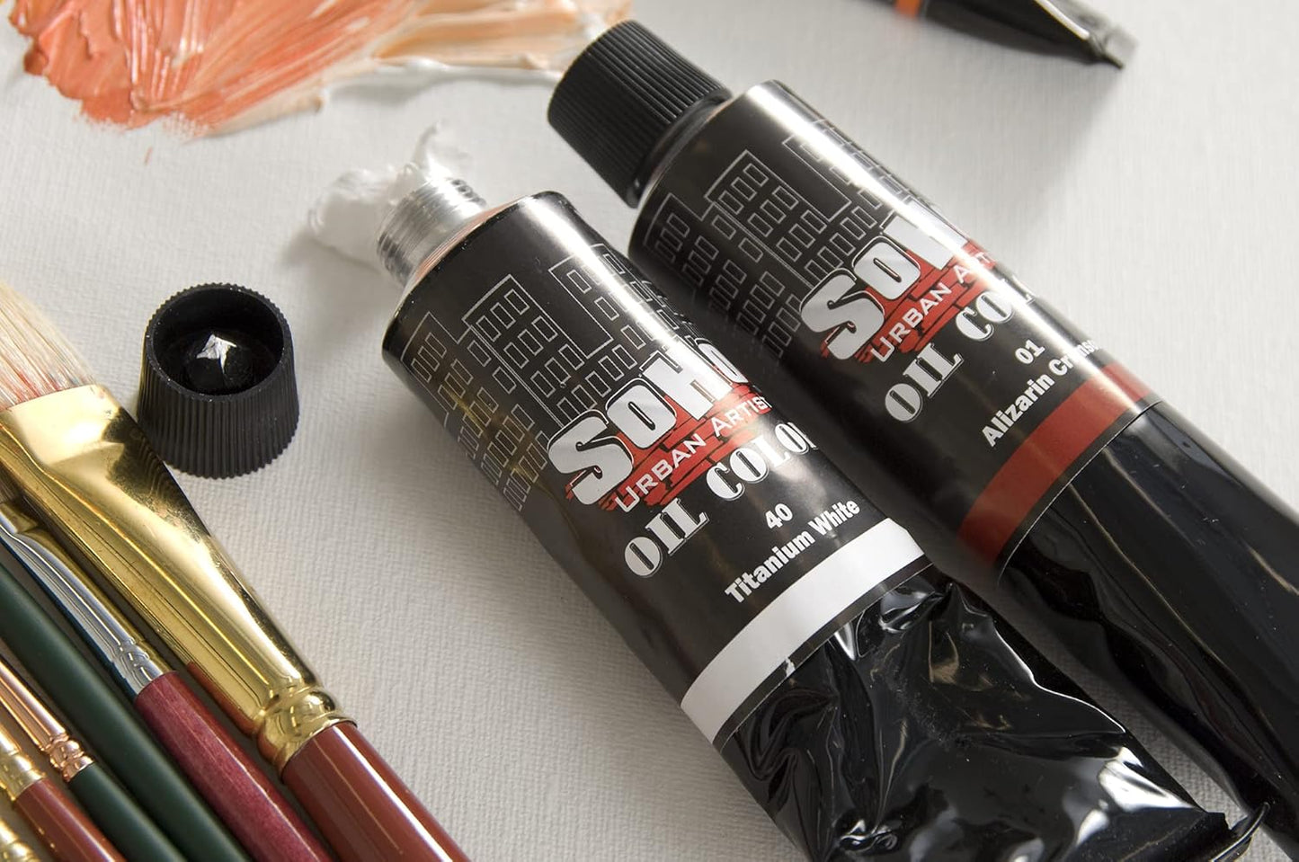 Soho Urban Artist Oil Paint - Burnt Sienna, 50 ml Tube - Best Valued Oil Colors for Painting, Excellent Pigment Load
