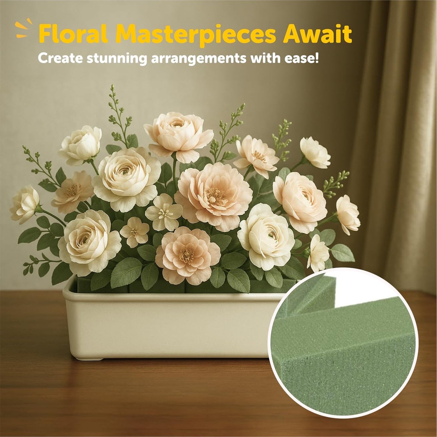 Premium Dry Floral Foam Blocks (3ct) - Green Foam for Flower Arrangements - Styrofoam Block for Artificial Flowers and Plant Decoration, Great for Crafts, Green Foam Bricks, Florist Foam Brick/Block