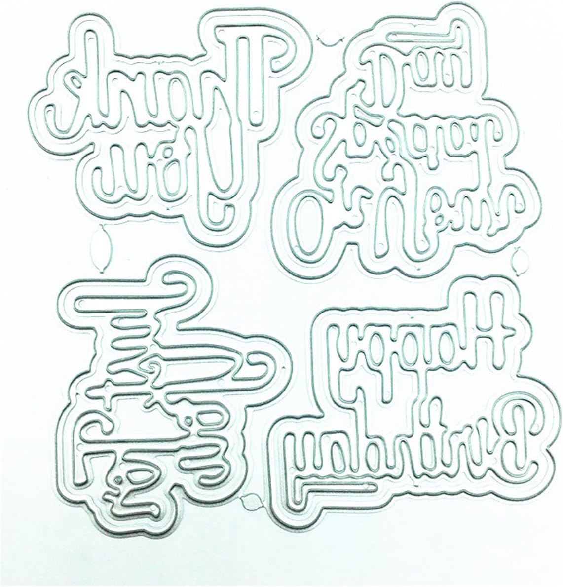 Cutting Dies Metal Stencils Scrapbooking Tools Happy Birthday Thankyou DIY Embossing Template for Paper Card Making Album Arts Crafts Supplies (English words-10.1x10.1cm)