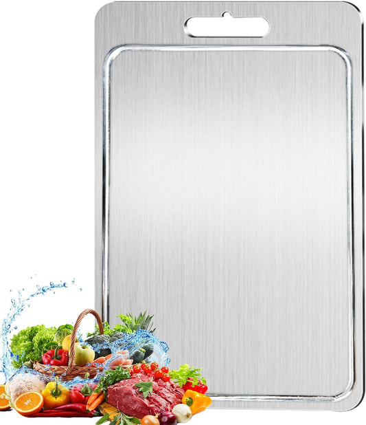 2025 New 100% Pure Titanium Cutting Board with Grooves, Double Sided Chopping Board, Meat, Fruit and Vegetable Cutting Board, Dishwasher Safe (10 * 14 IN)