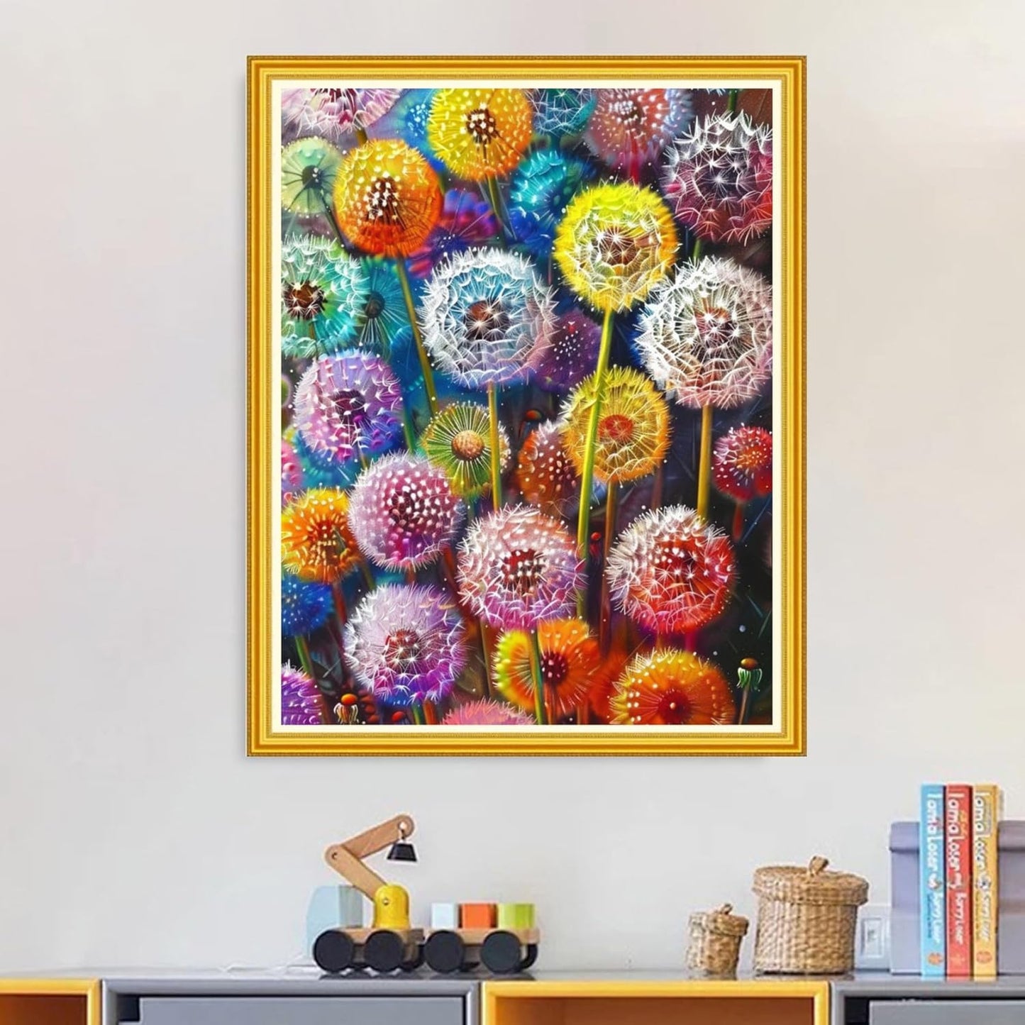 Magxvouy Cross Stitch Kits Stamped Full Range of Embroidery Kits,Cross Stitch Patterns Needlework Kits for Beginners 11CT Printed Kits&Colorful Dandelion 16x20 inch