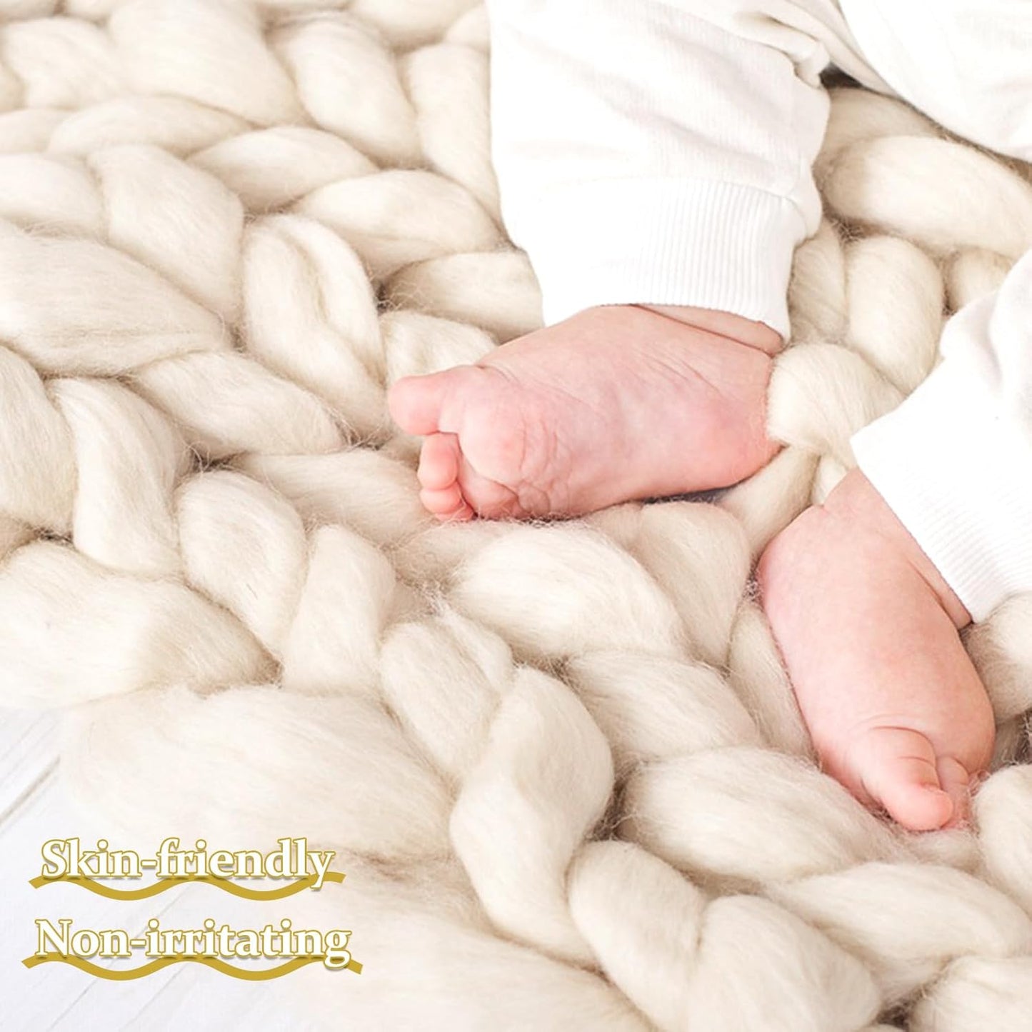 QMNNMA 14.1oz Wool Roving Yarn, Fiber Roving Wool Top, Chunky Yarn, Handmade Carded Core Wool for Felting, Wet Felting DIY Hand Spinning