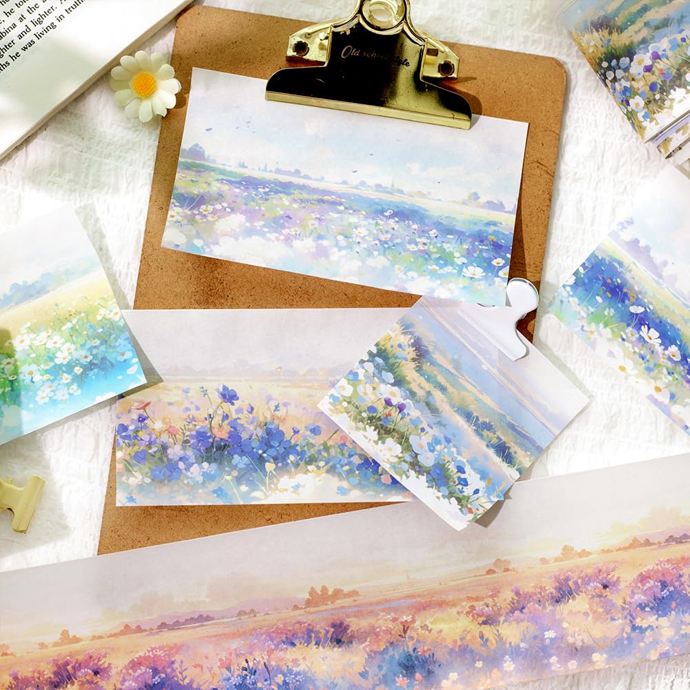 6Rolls Colorful Natural Scenery Washi Tape Set Scrapbook Supplies Spring Floral Washi Tape Stickers Decorative Tape Vintage Flower Cute Washi tape Bulk Washi Stickers Junk Journal Journaling Supplies