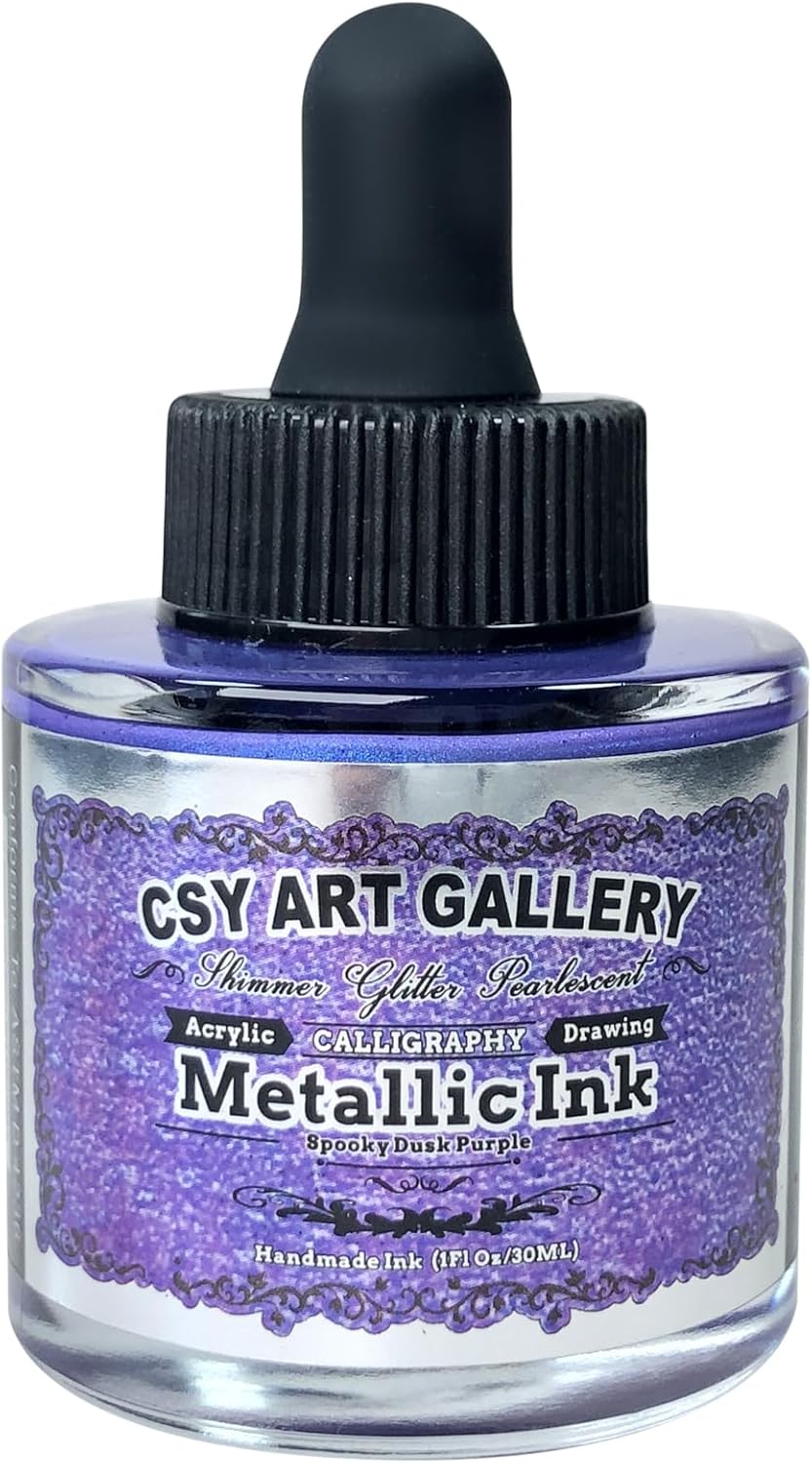 CSY Art Gallery Professional Acrylic Paint Ink for Artist, 1-oz (30ml) Jar for Epoxy Resin Painting,Rock, Calligraphy,Fabric,Drawing (Spooky Dusk Purple)