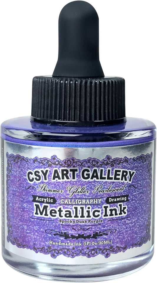 CSY Art Gallery Professional Acrylic Paint Ink for Artist, 1-oz (30ml) Jar for Epoxy Resin Painting,Rock, Calligraphy,Fabric,Drawing (Spooky Dusk Purple)