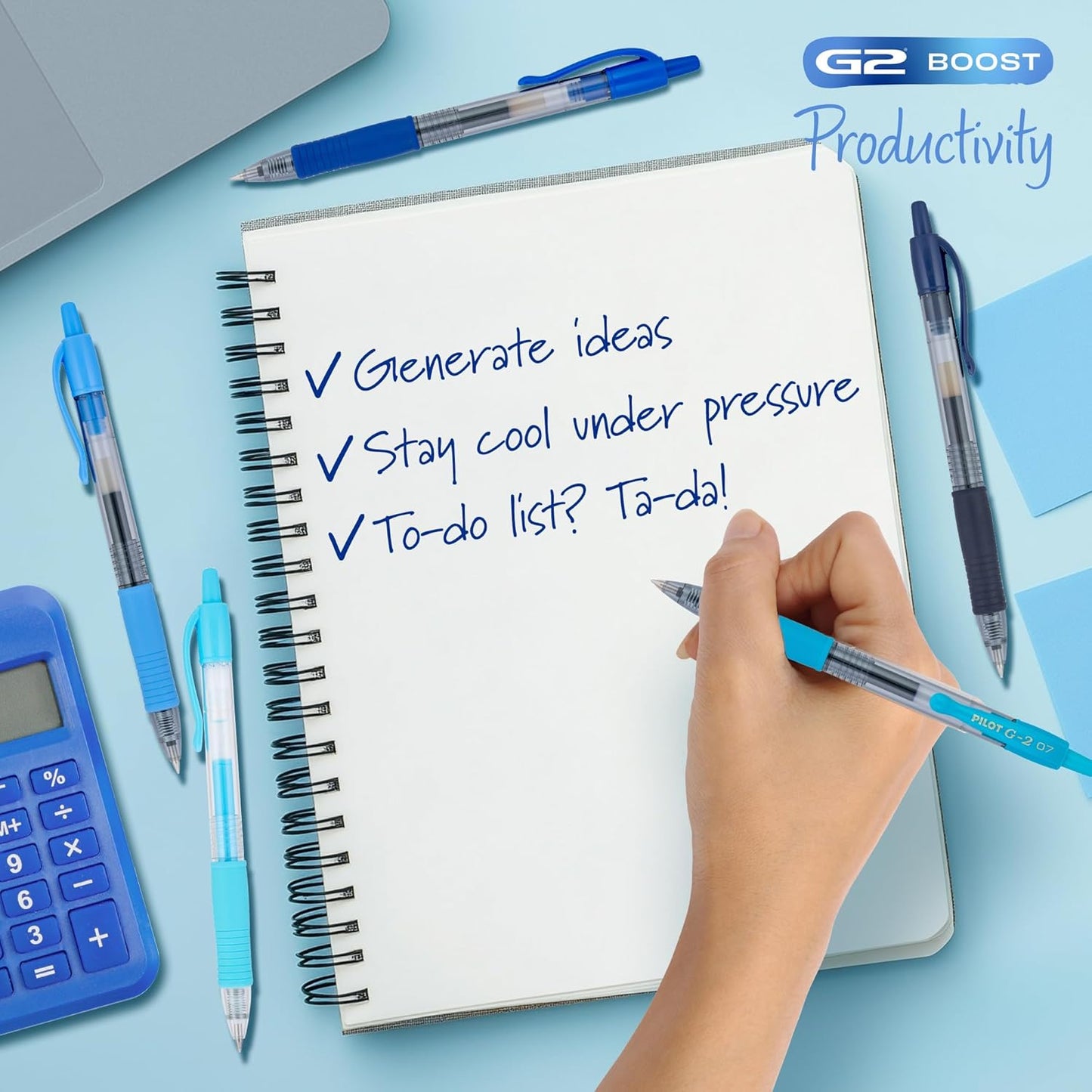 PILOT G2 Premium Gel Roller Pens, Fine Point Gel Pens, Boost Blue Pack, The Colors of Productivity, Assorted - Ideal for School, Journaling, & Office Writing