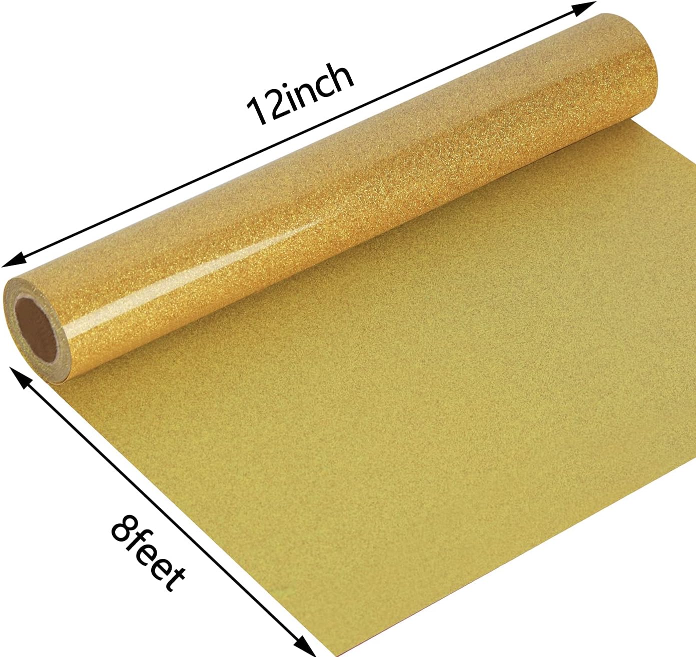 guangyintong Glitter Gold Heat Transfer Vinyl HTV Rolls, 12" x 8ft Iron on Vinyl for T-Shirts Glitter Gold HTV Vinyl for All Cutter Machines Easy to Cut & Weed for Heat Vinyl Design