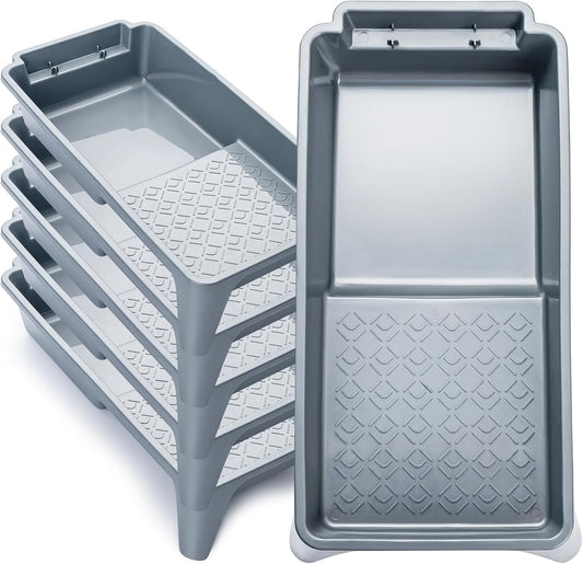 Mister Rui Paint Tray 4 Inch, 5 Pack, Plastic Paint Tray, Textured Paint Roller Tray, Small Paint Trays for Painting