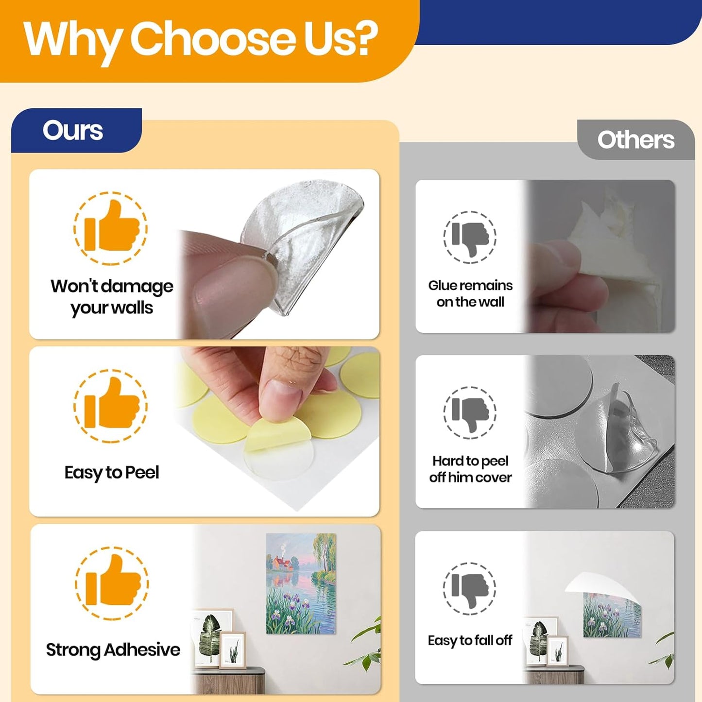 Focusound 300 Pack Double-Sided Sticky Adhesive Dots for Acoustic Foam Panels, Circle Clear Removable Glue Dots for Wall Hanging