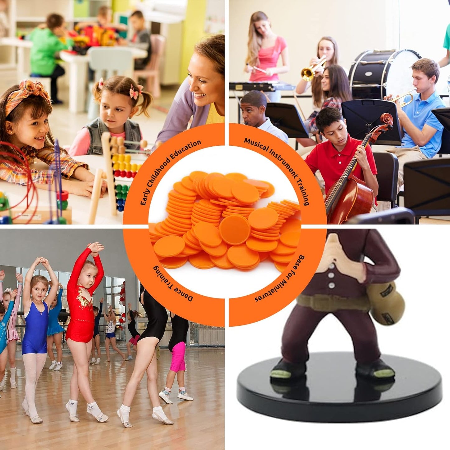 Set of 100 Opaque Plastic Learning Counters Mini Poker Chips Game Tokens with Storage Box (Orange, 1.26 Inch)