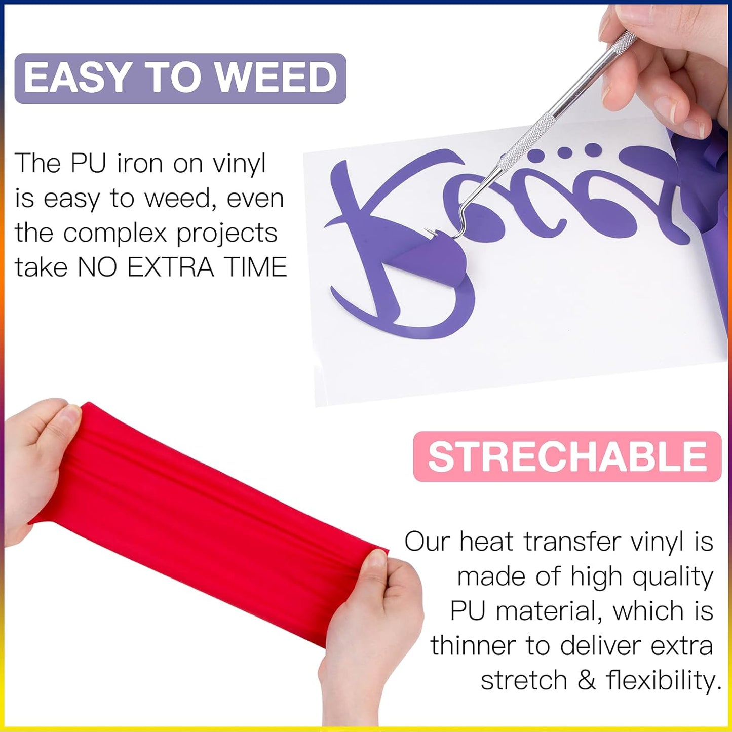 HTVRONT White & Black Heat Transfer Vinyl Bundle: 36 Pack 12" x 10" Iron on Vinyl for T-Shirt, Compatible with Cricut Cutting Machine, Silhouette Cameo or Heat Press Machine
