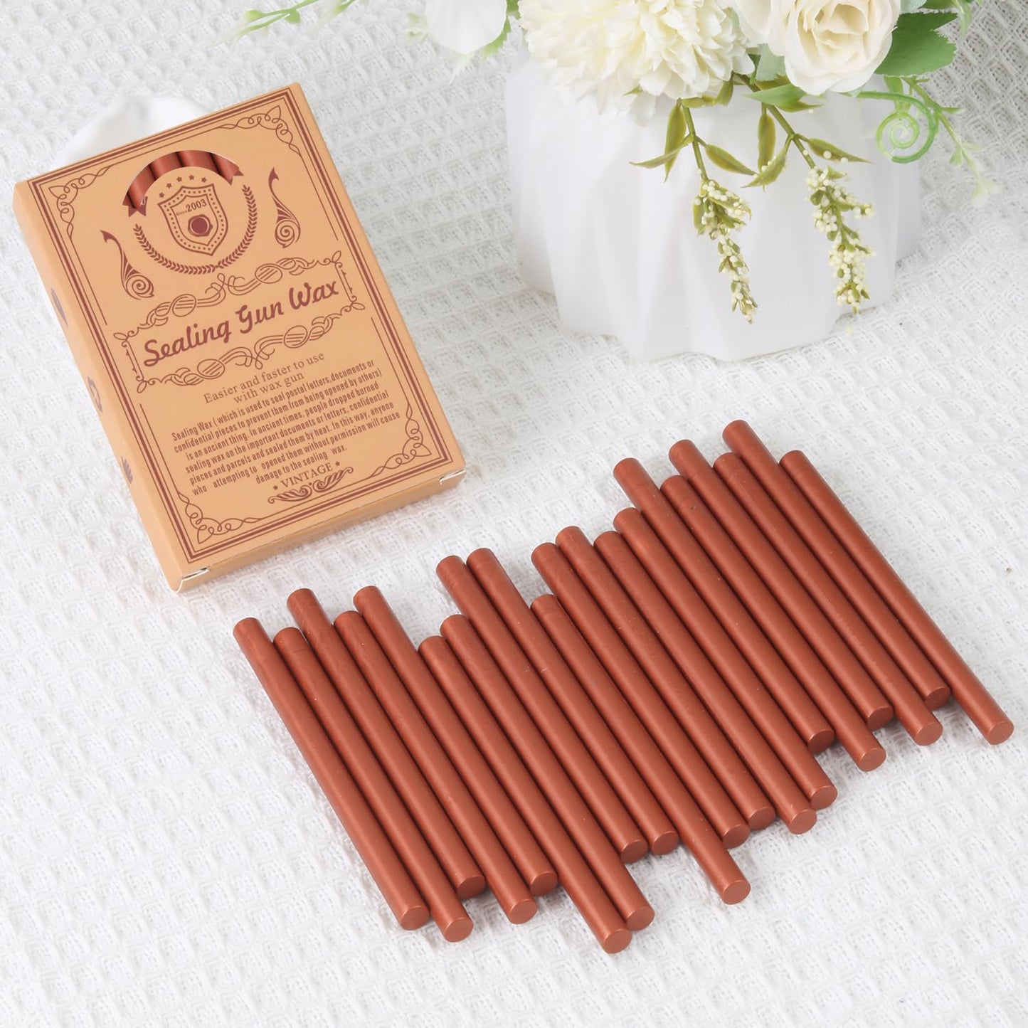 Red Gold Sealing Wax Sticks, WASOHLING 20Pcs Glue Gun Wax Seal Sticks for Wax Seal Stamp, Red Gold Wax Seals for Christams Wedding Invitation Envelope Letter Seals, Craft Adhesive (Mini Size)