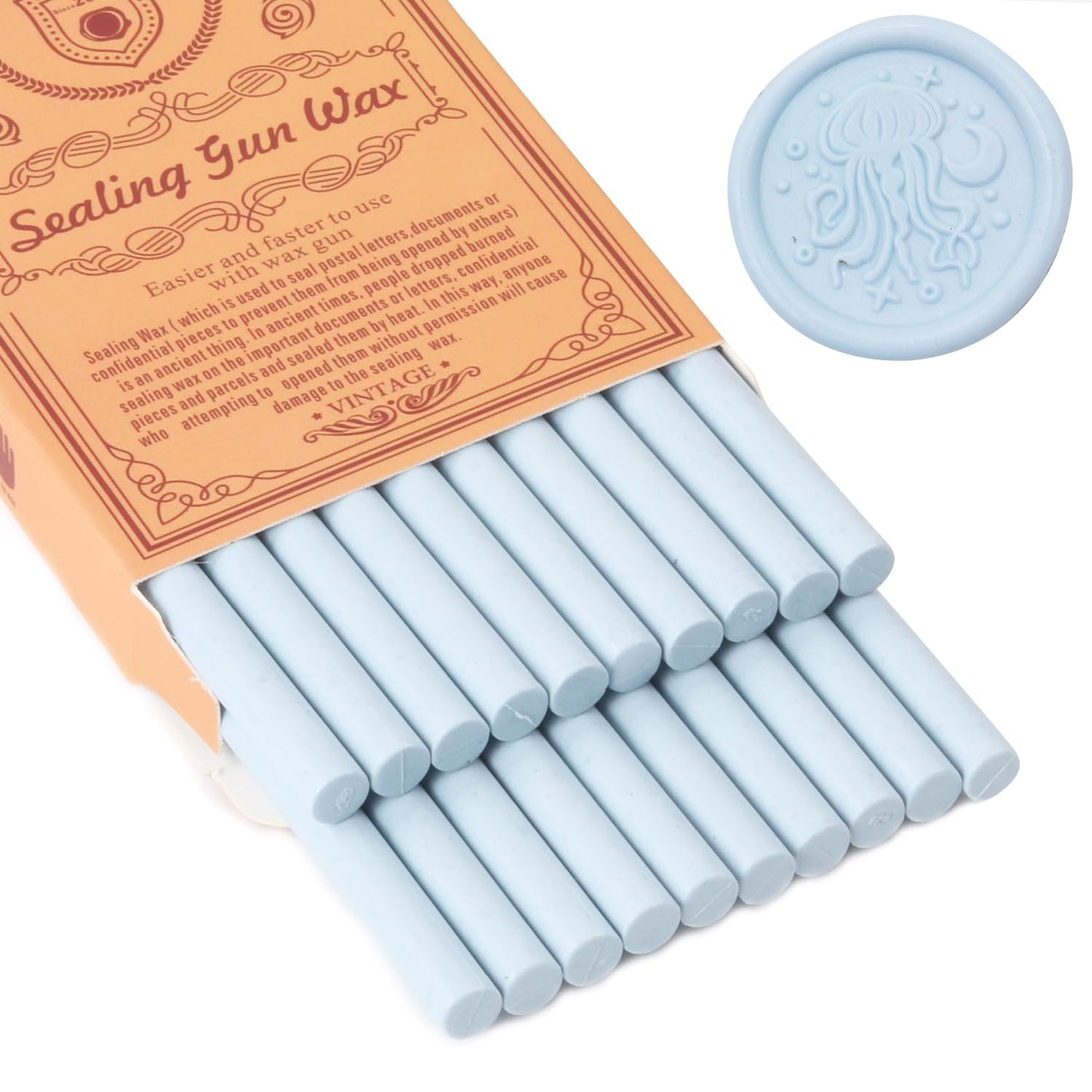 Dusty Blue Sealing Wax Sticks, WASOHLING 20Pcs Glue Gun Wax Seal Sticks for Wax Seal Stamp, Blue Wax Seals for Christmas Wedding Invitation Envelope Letter Seals, Craft Adhesive (Mini Size)