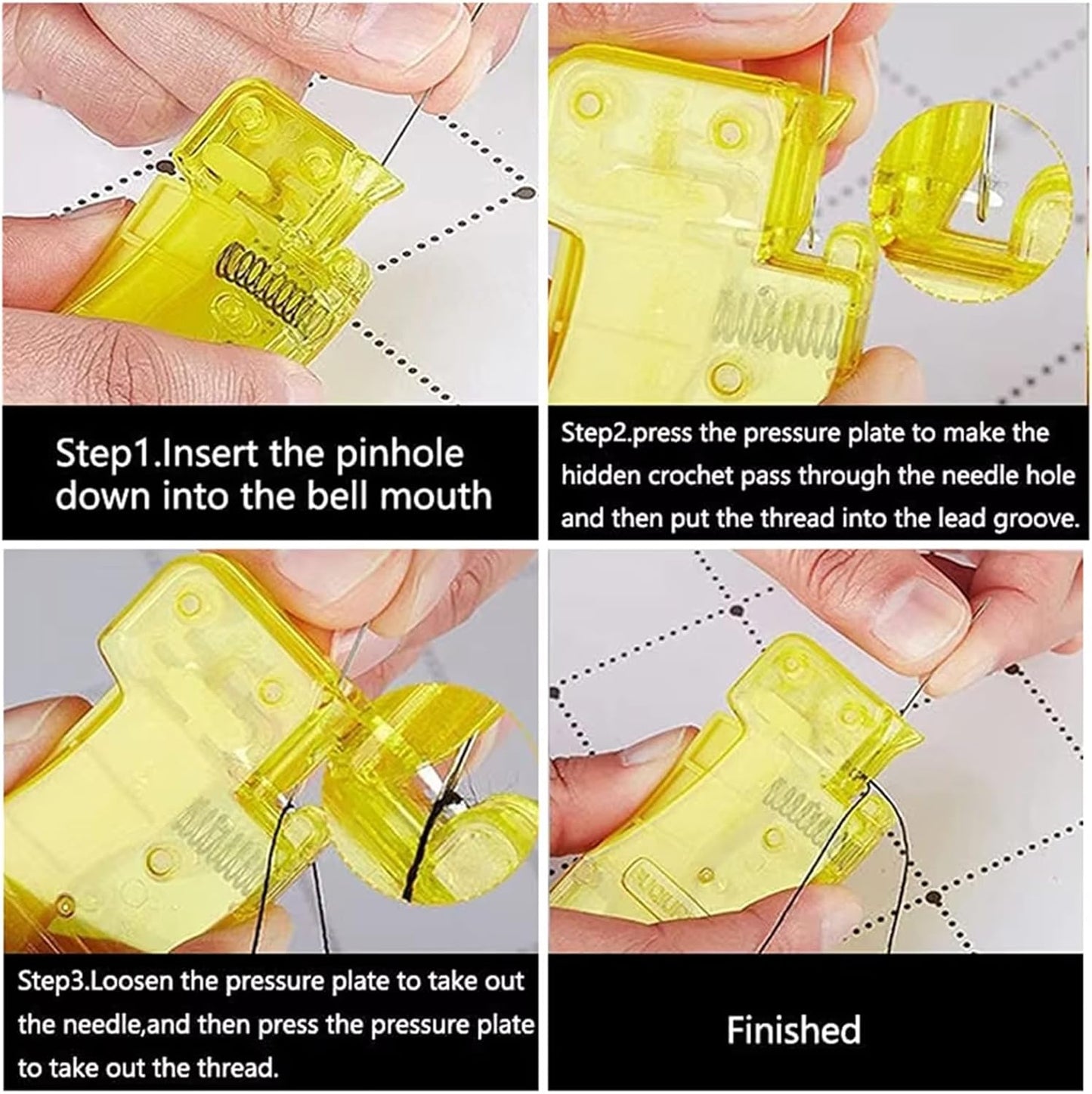Automatic Needle Threader, 10 PCS Simple Needle Threaders Sewing Tool, Quick Self Threading Needles Plastic Sewing Machine Threader for Hand Stitching Embroidery Floss, Fits Most of Needles