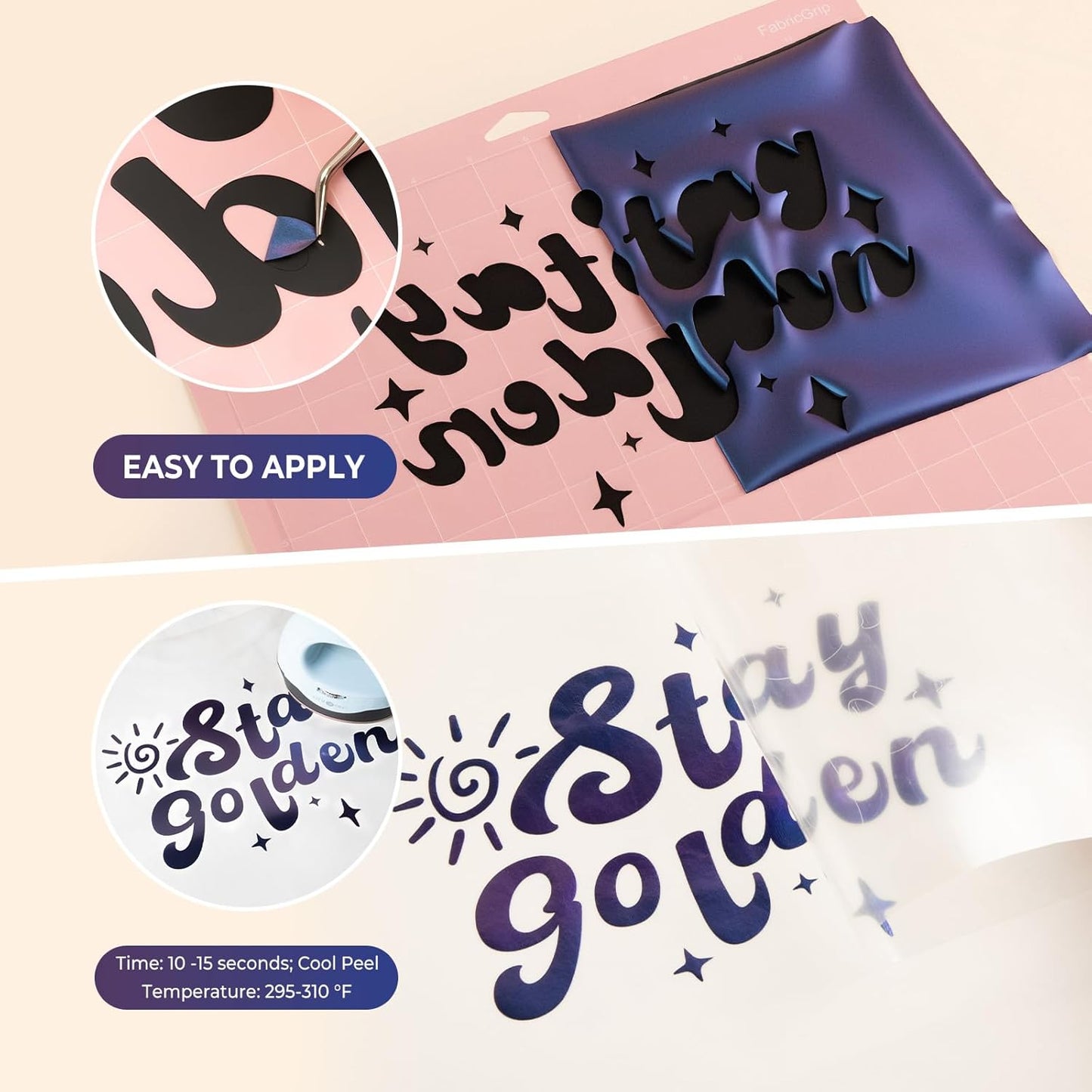 HTVRONT Chameleon HTV Heat Transfer Vinyl - 12" x 8ft Purple to Royal Blue HTV for Shirts, Iron on Vinyl for All Cutting Machine - Easy to Cut & Weed for Heat Transfer Design