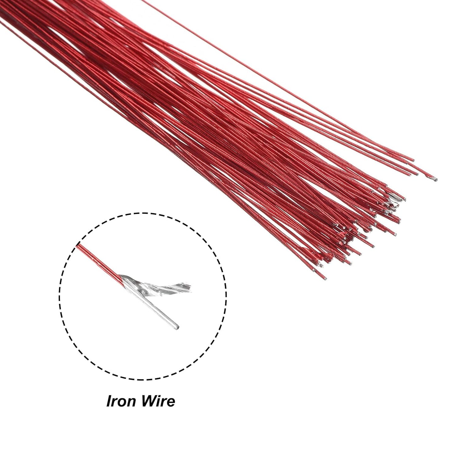 PATIKIL 32 Inch 24 Gauge Floral Stem Wire, 3 Pack/120 Pieces Bouquet Stem Paper Wrapped for DIY Crafts Flower Arrangements, Red