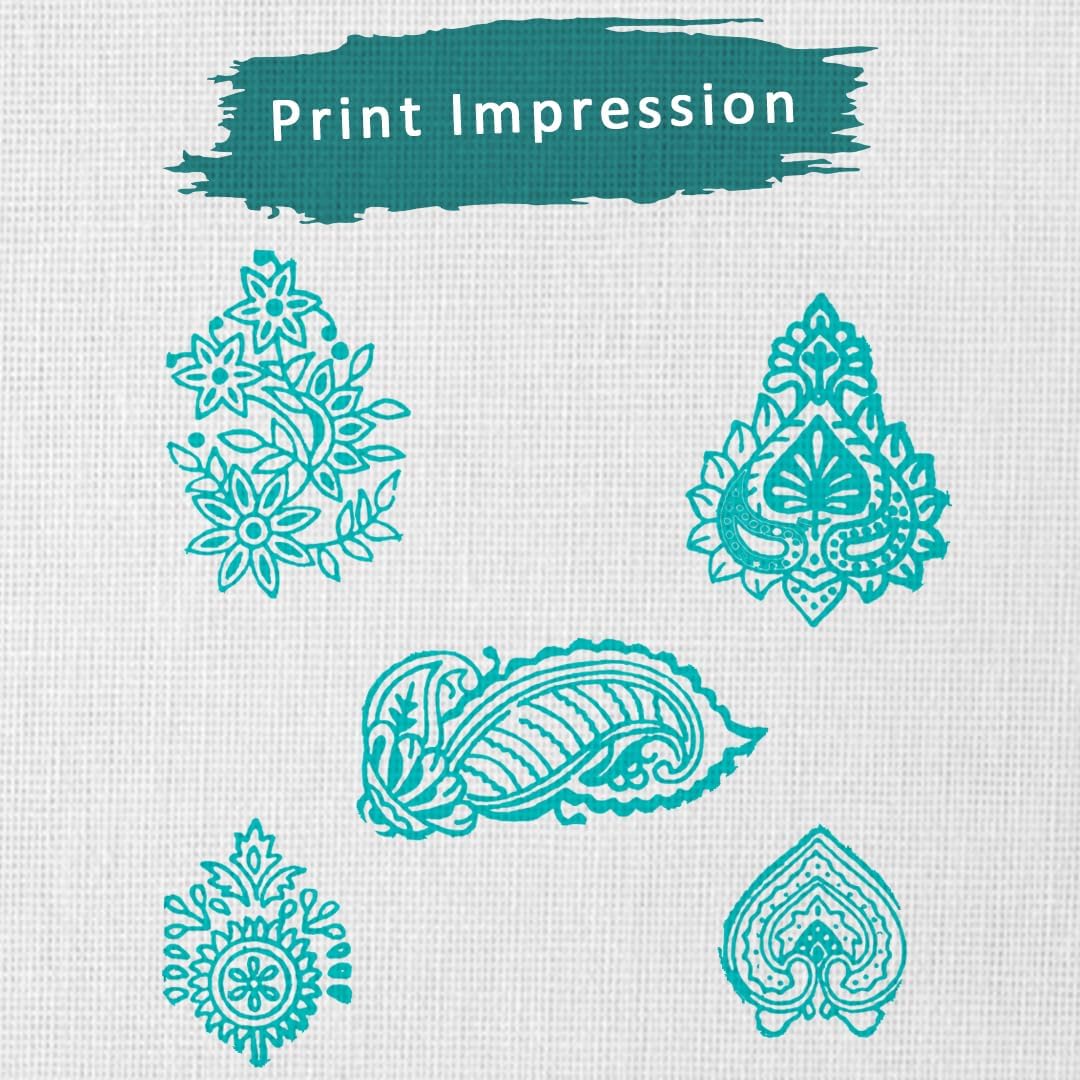 Hashcart Wooden Indian Traditional Design Printing Stamps/Blocks for Printing Saree Border/Dresses/Craft Card Making/Scrapbook/Clay Pottery (Set of 5)