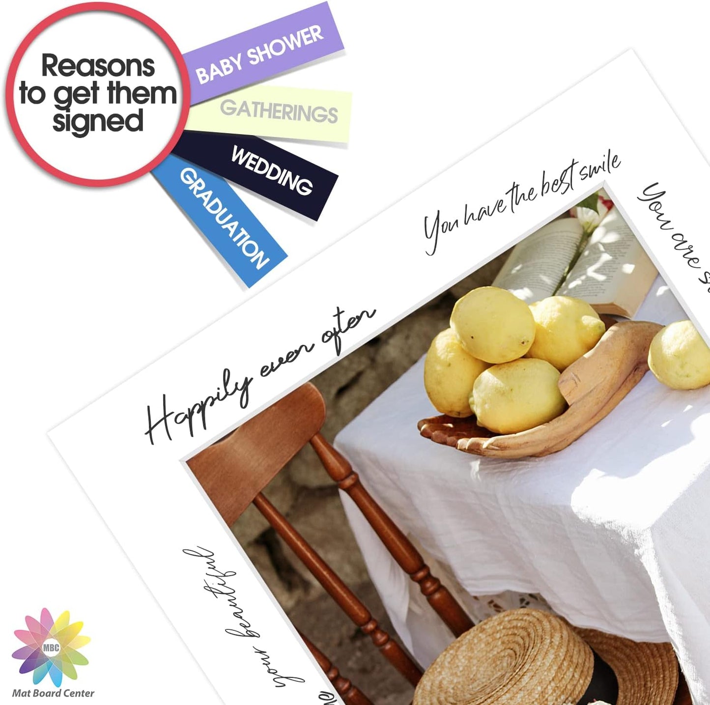 Mat Board Center, Pack of 10, 14x14 for 10x10 White Photo Picture Mats - Acid Free, 4-ply Thickness, White Core - for Pictures, Photos, Framing