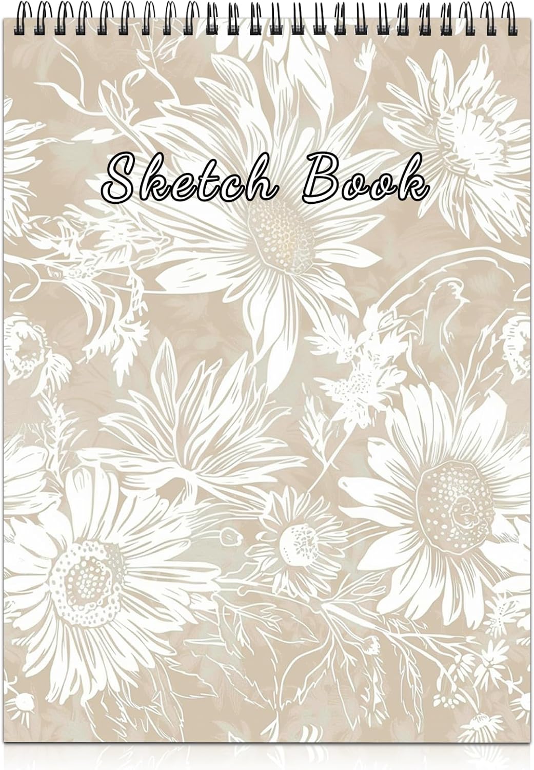 Cabreche Cute Sketchbook Top Spiral Bound Sketch Pad, 9 x 12 inch,100GSM Thick Paper,50 Sheets 100 Pages,Art Sketch Book Artistic Writing Drawing Paper for Girls Women Beginners-Golden Sunflower