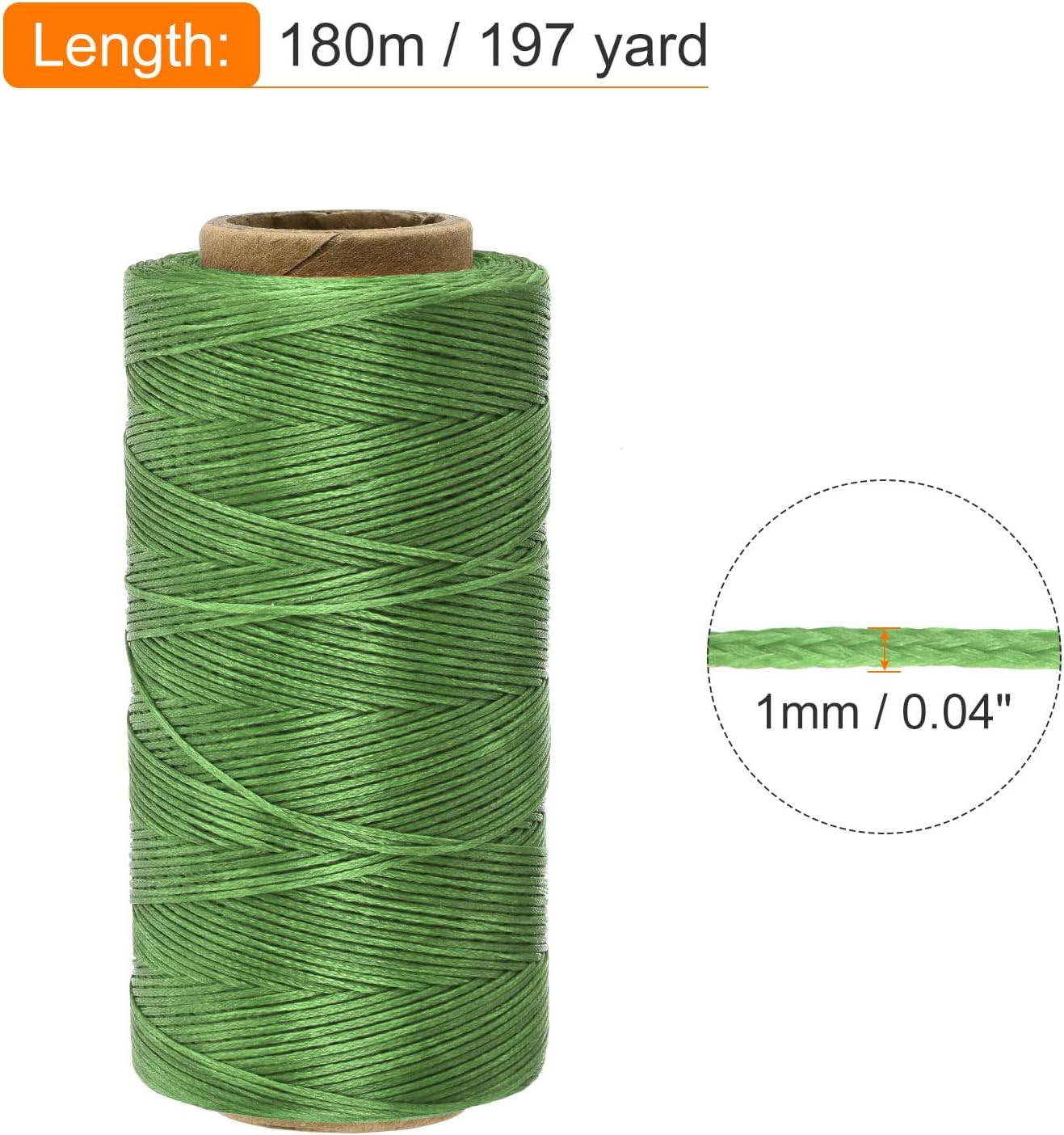 MECCANIXITY Waxed Thread,197 Yard 1mm 210D Flat Wax Thread Polyester Waxed String for Leather Sewing Hand Weaving Book Binding Home Decoration,Green