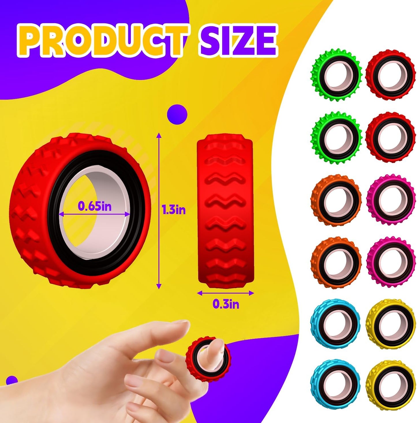 Fidget Toys Sensory Ring for Kids, Finger Spinner Rings Quiet Finger Spinne Fun Fidgets for Student Classroom Prize Stocking Stuffers (12PCS)